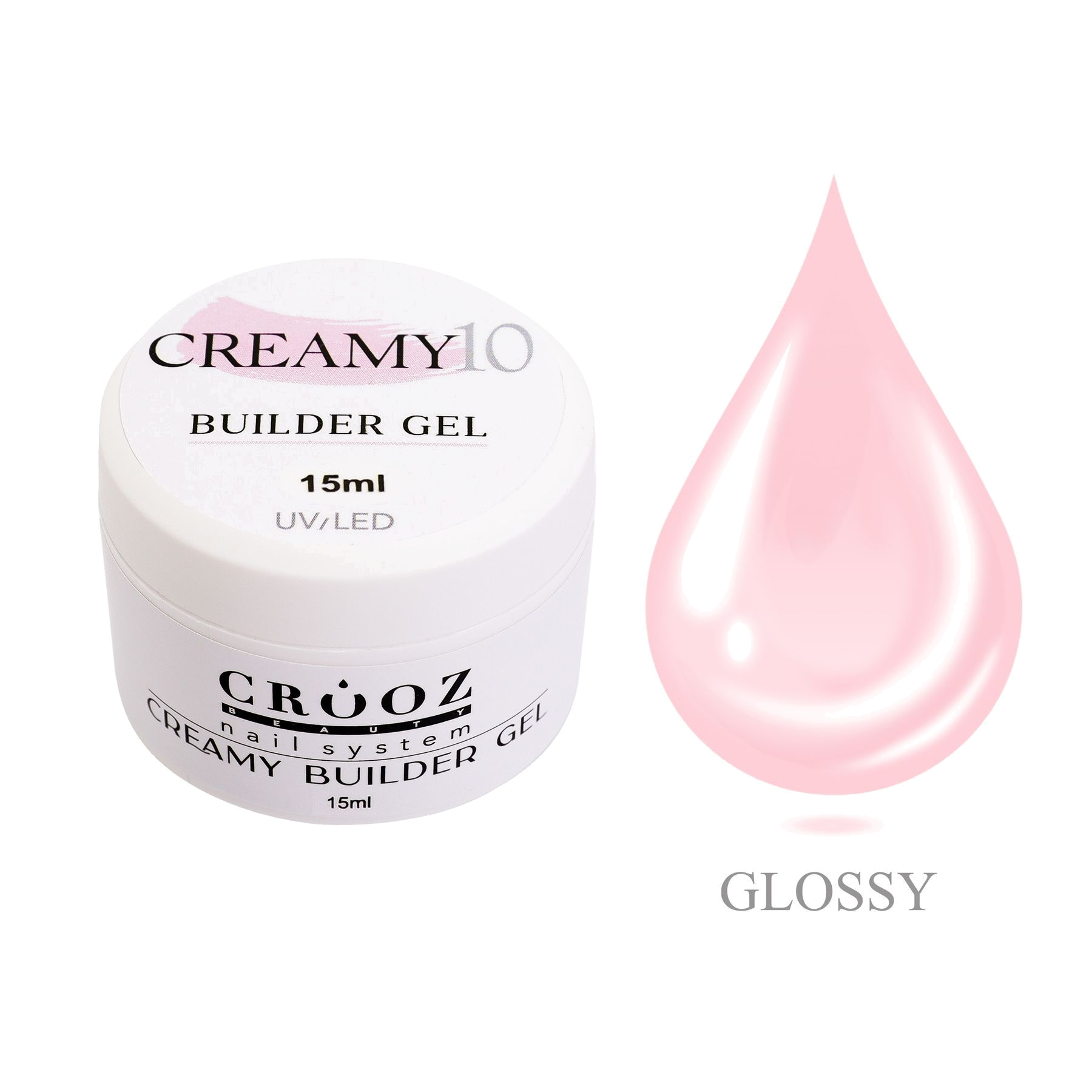 Crooz Creamy Builder Gel 10 — светло-розовый строительный гель для профессионального моделирования ногтей