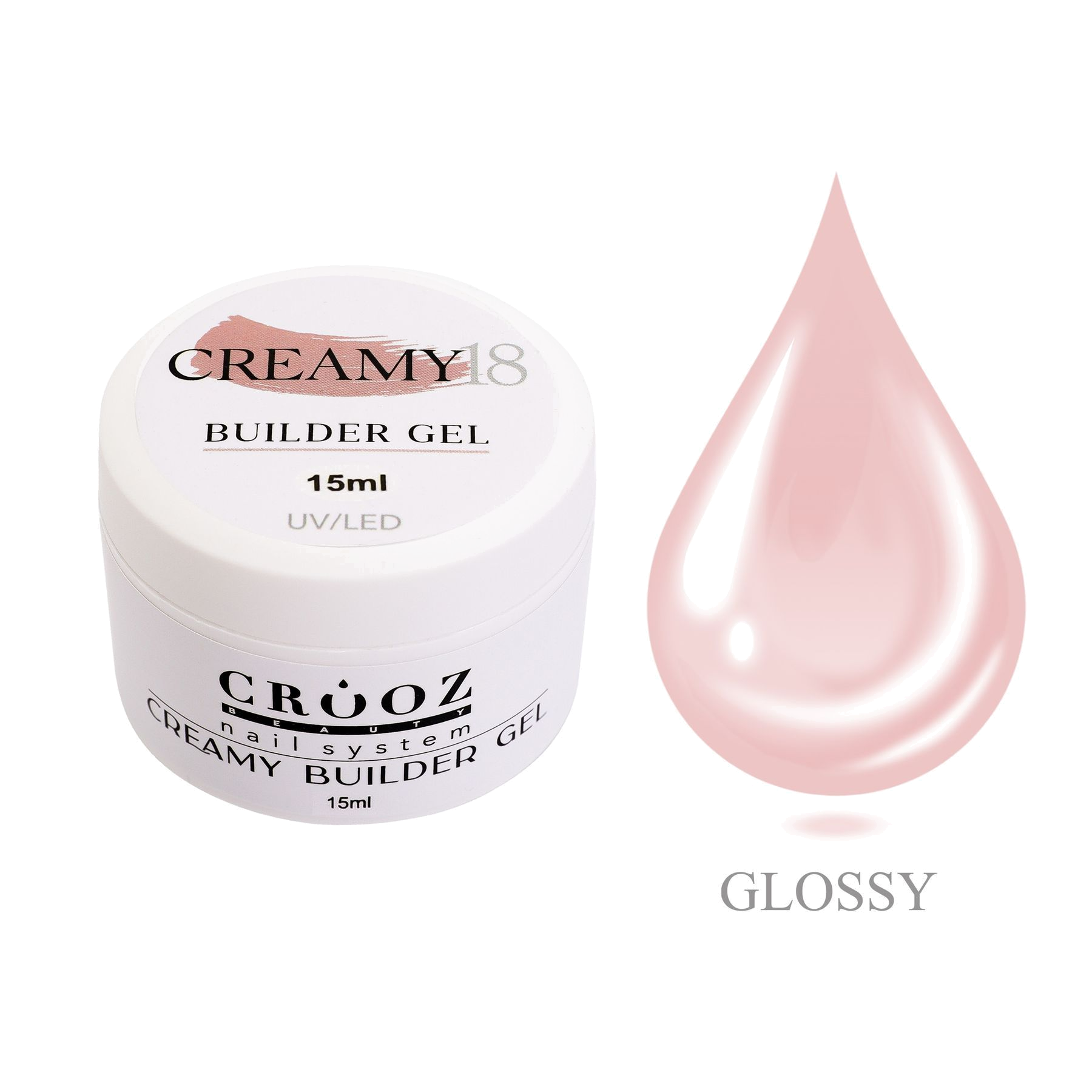 Crooz Creamy Builder Gel №18 — телесно-розовый гель pikendamiseks и укрепления ногтей