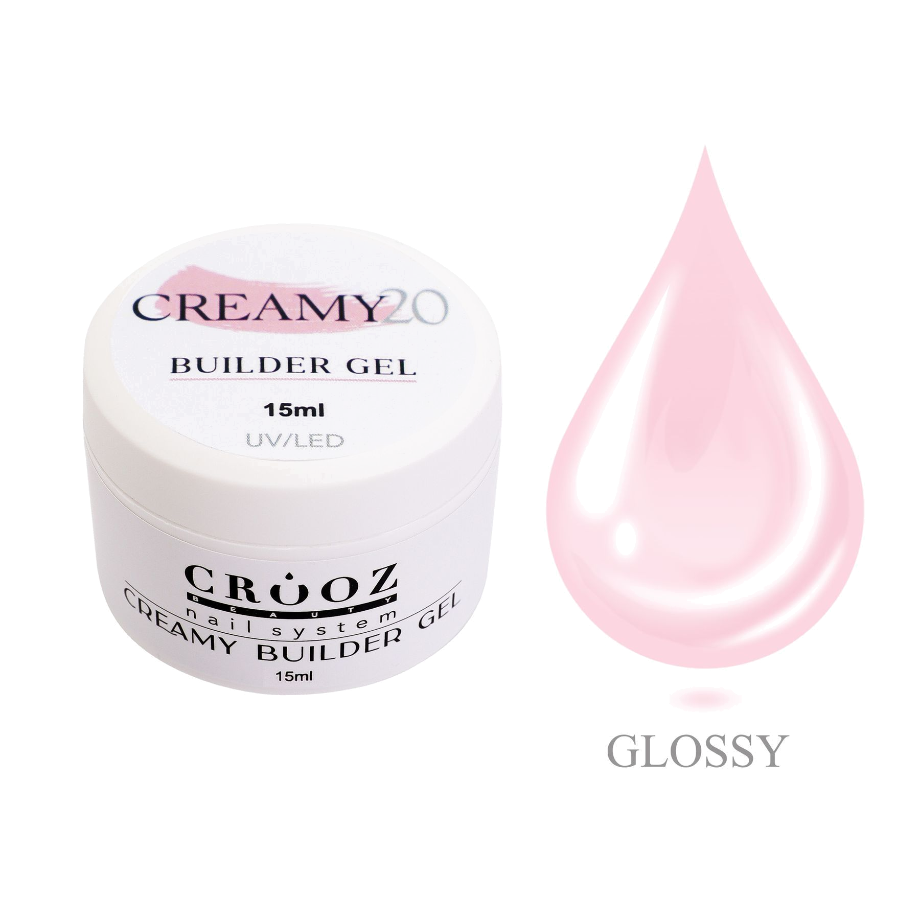 Crooz Creamy Builder Gel №20 — холодно-розовый гель для наращивания и укрепления ногтей