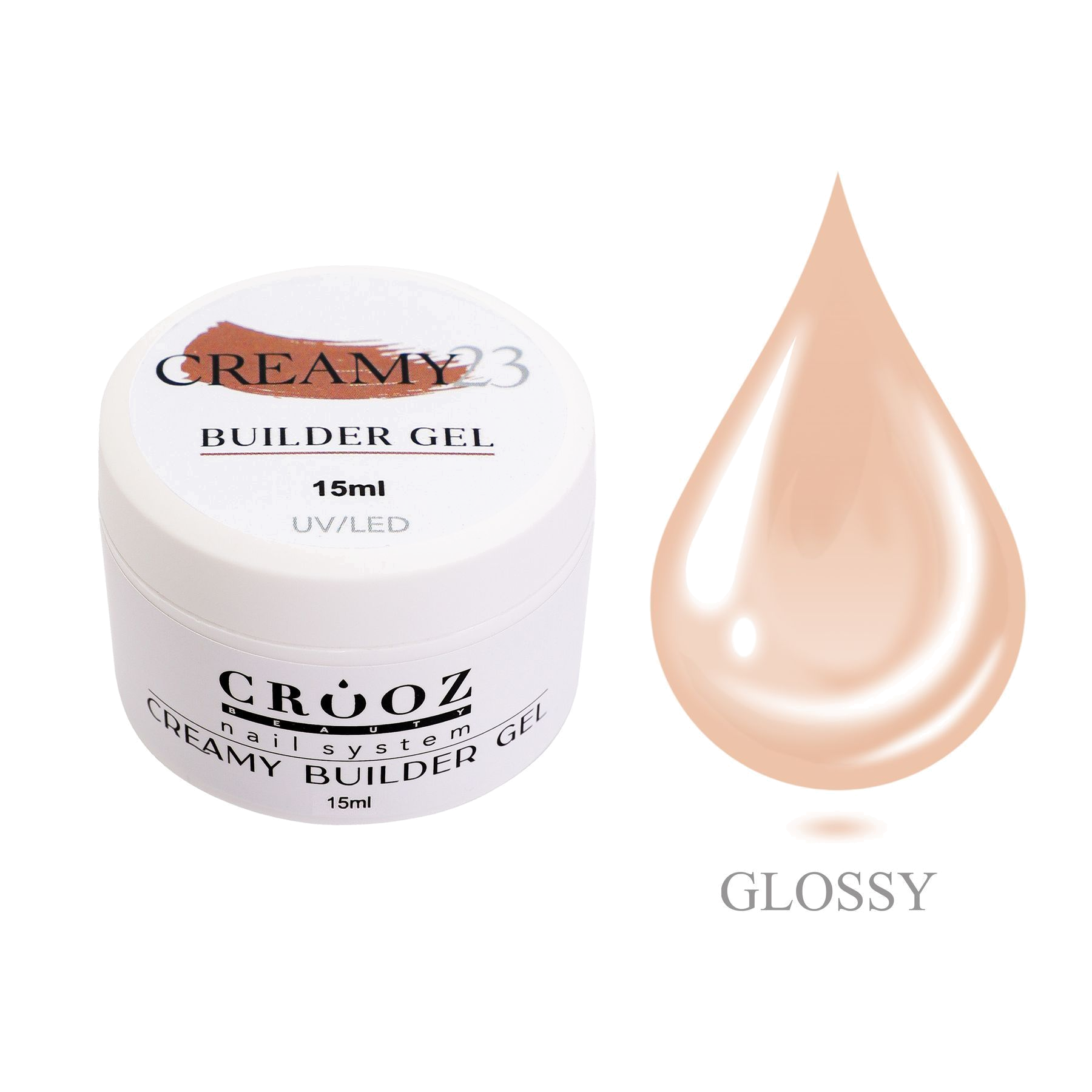 Crooz Creamy Builder Gel №23 — кремово-коричневый гель pikendamiseks и укрепления ногтей