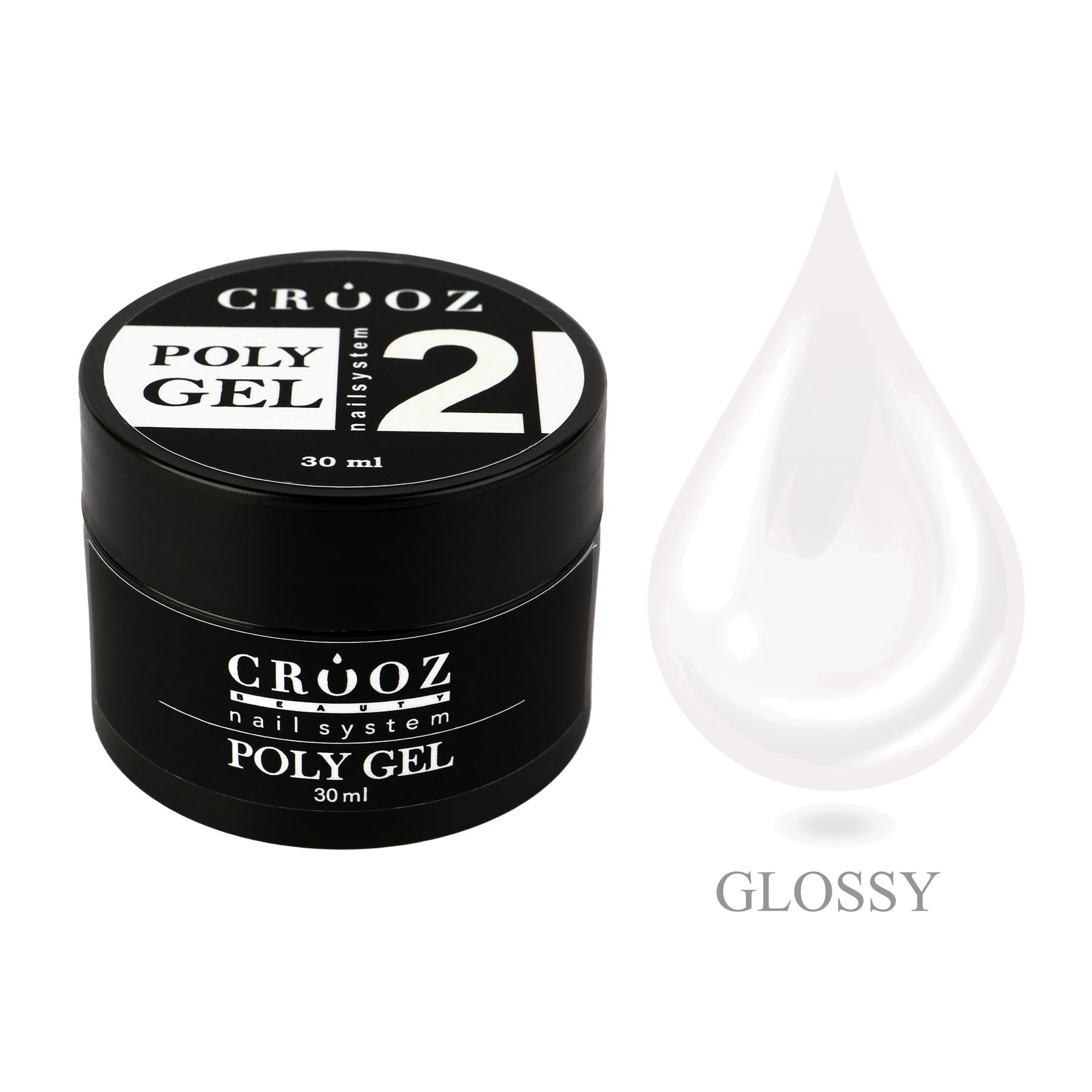 CROOZ Poly Gel №2 — белый polügeel для professionaalse küünte modelleerimiseks, 30 мл