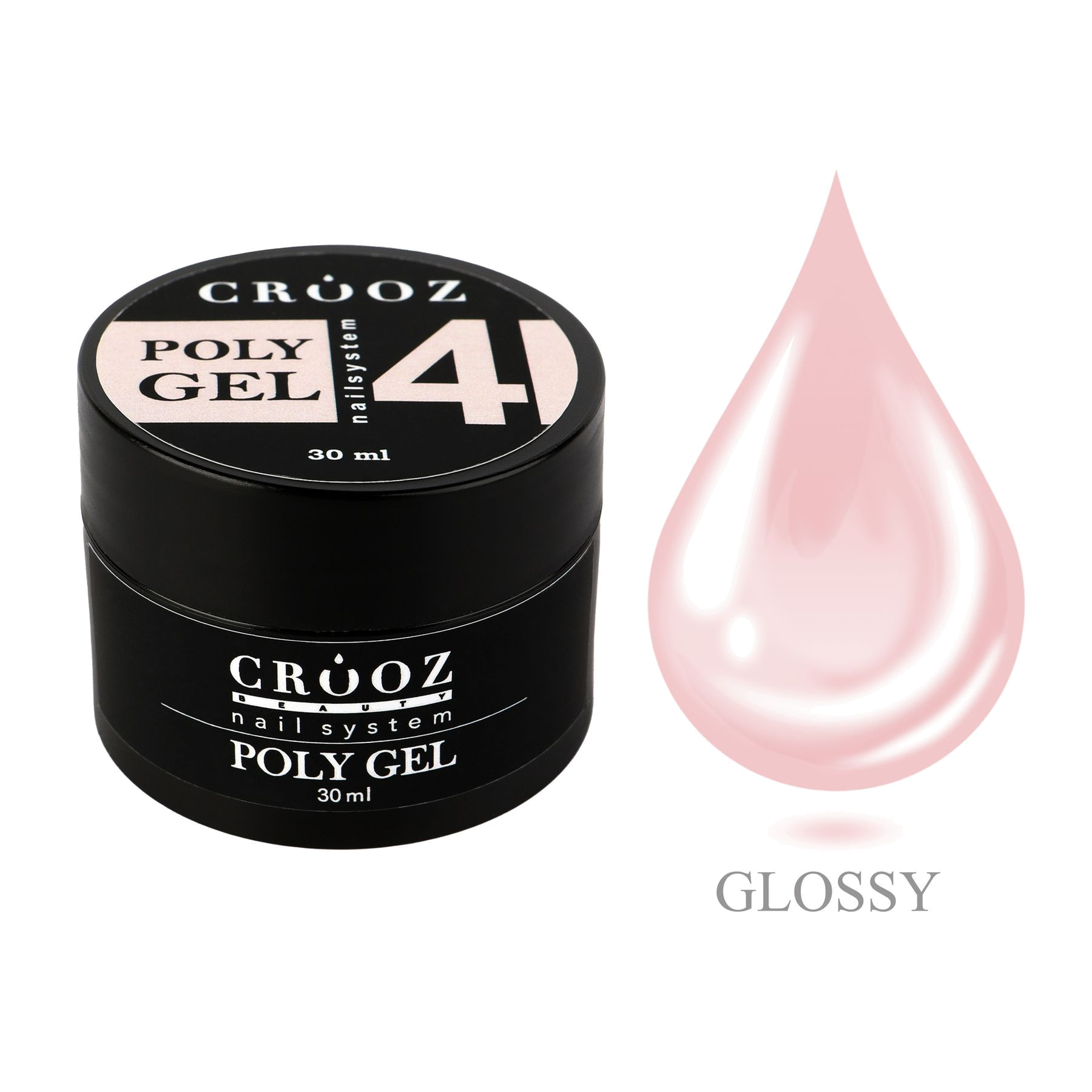 CROOZ Poly Gel №4 — розово-молочный полигель для профессионального моделирования ногтей, 30 мл