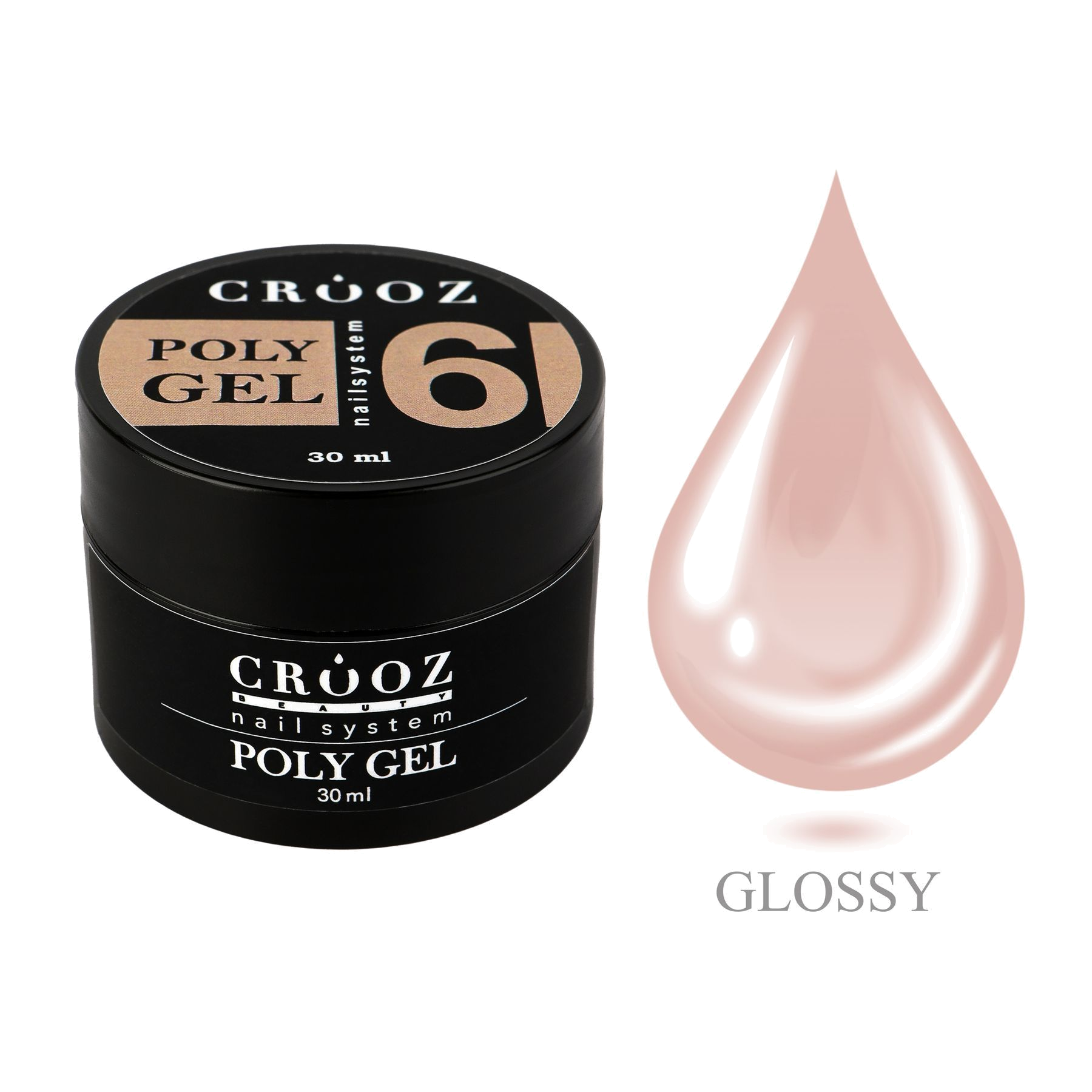 CROOZ Poly Gel №6 — нюдовый polügeel для professionaalse modelleerimiseks и укрепления ногтей, 30 мл