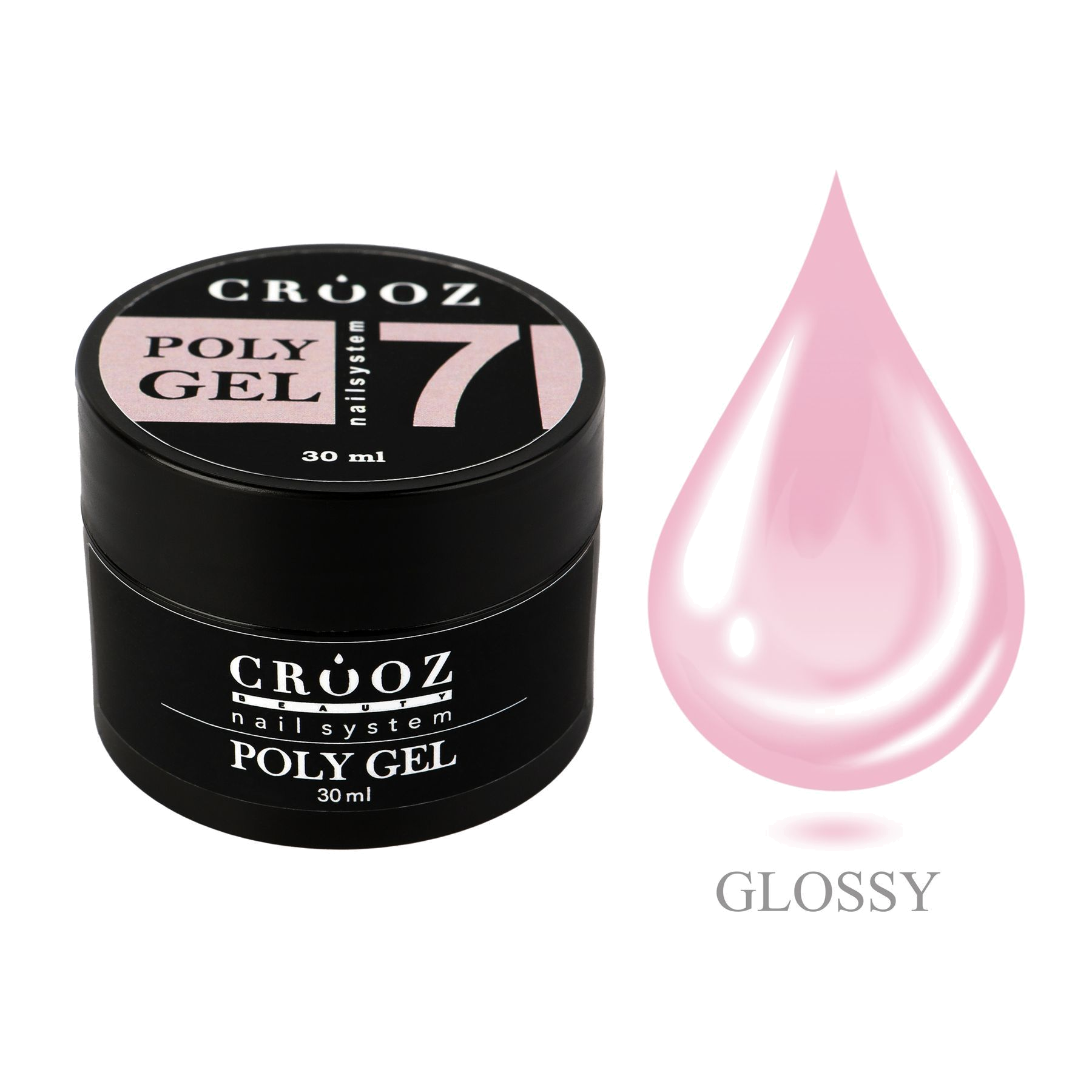 CROOZ Poly Gel №7 — светло-розовый polügeel для professionaalse küünte modelleerimiseks, 30 мл