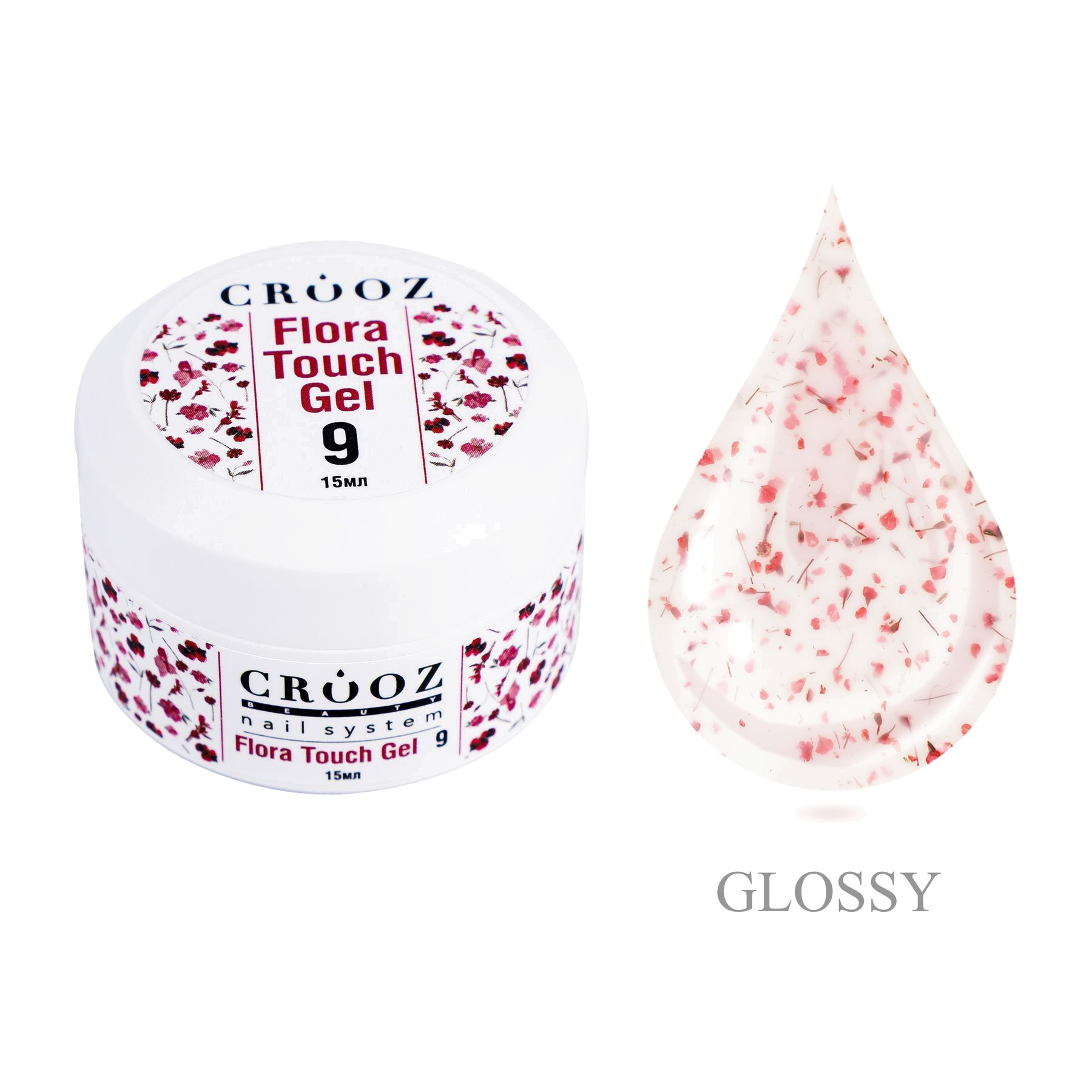 Crooz Flora Touch Gel №09 — молочный гель с красными сухоцветами для наращивания