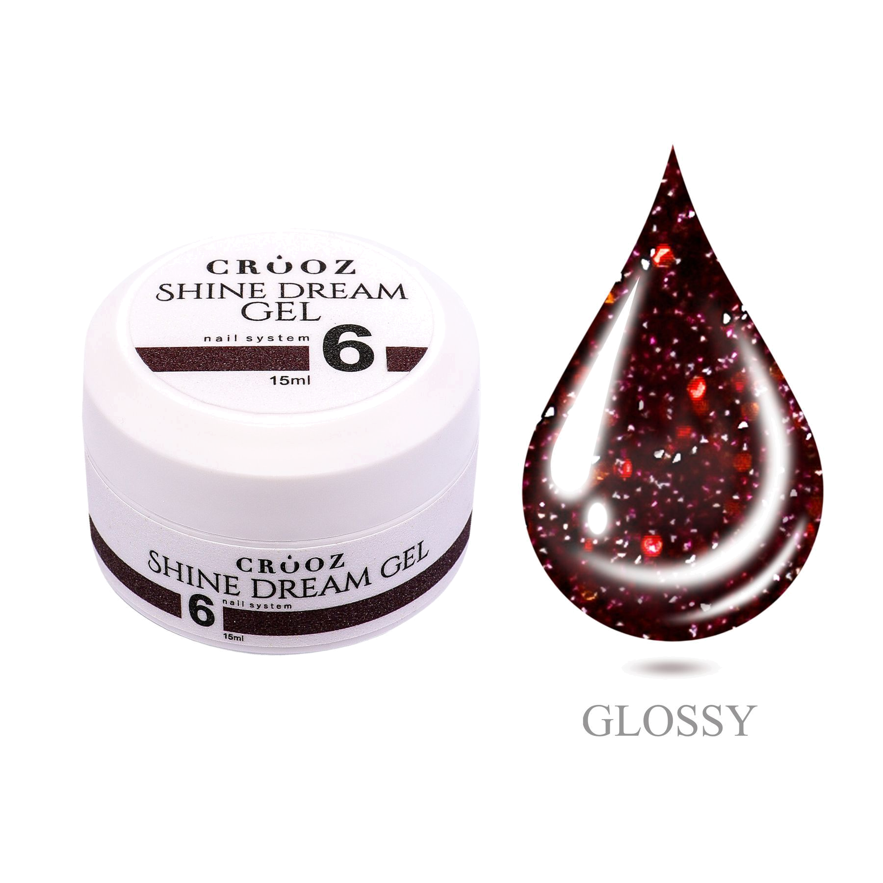 Crooz Shine Dream Gel №06 Ruby Shine — helkiv builder gel