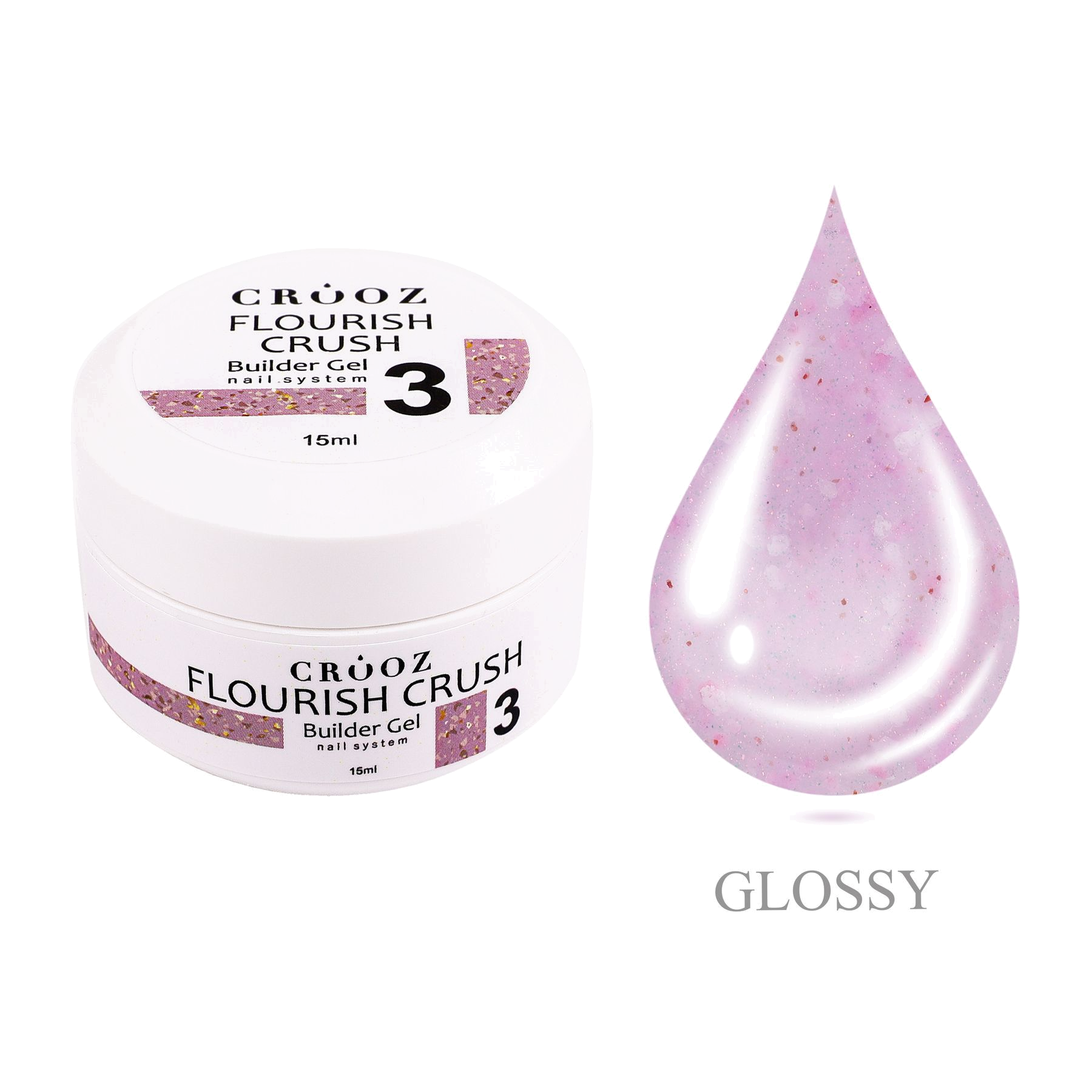 Crooz Flourish Crush Builder Gel №03 – пудрово-сиреневый декоративный гель pikendamiseks