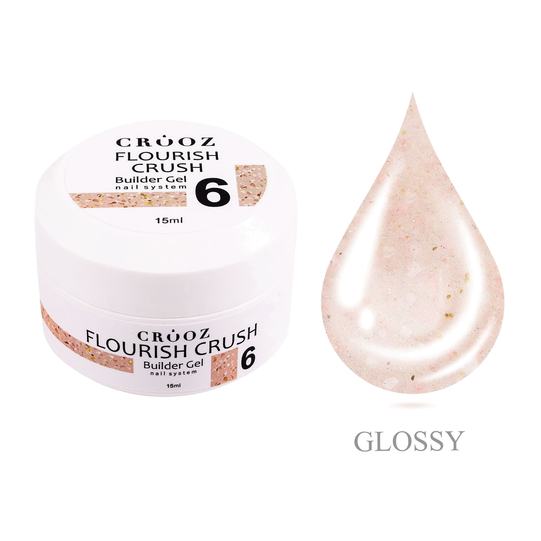 Crooz Flourish Crush Builder Gel №06 – кремово-бежевый нюдовый гель küünte pikendamiseks