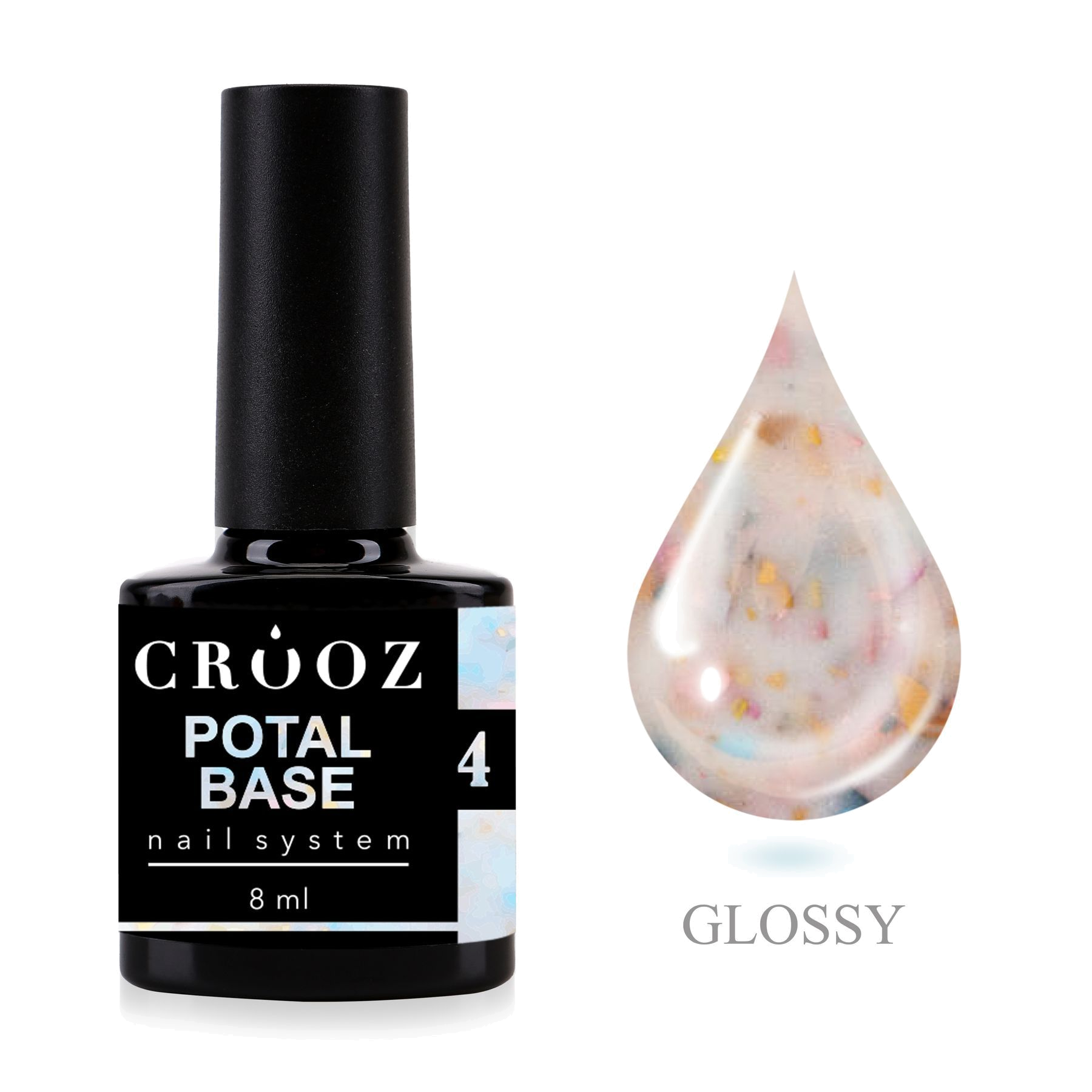 Crooz Base Potal 4 — белая база с цветными хлопьями для маникюра