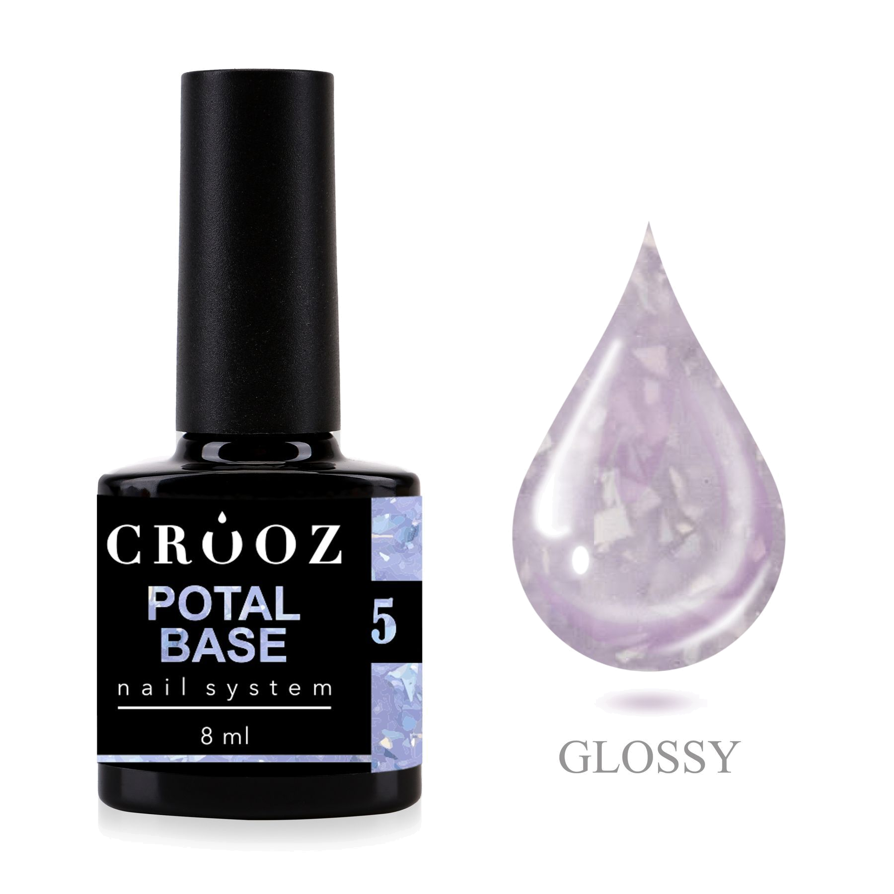 Crooz Base Potal 5 — молочно-сиреневая baas с серебряными поталь-хлопьями maniküüriks