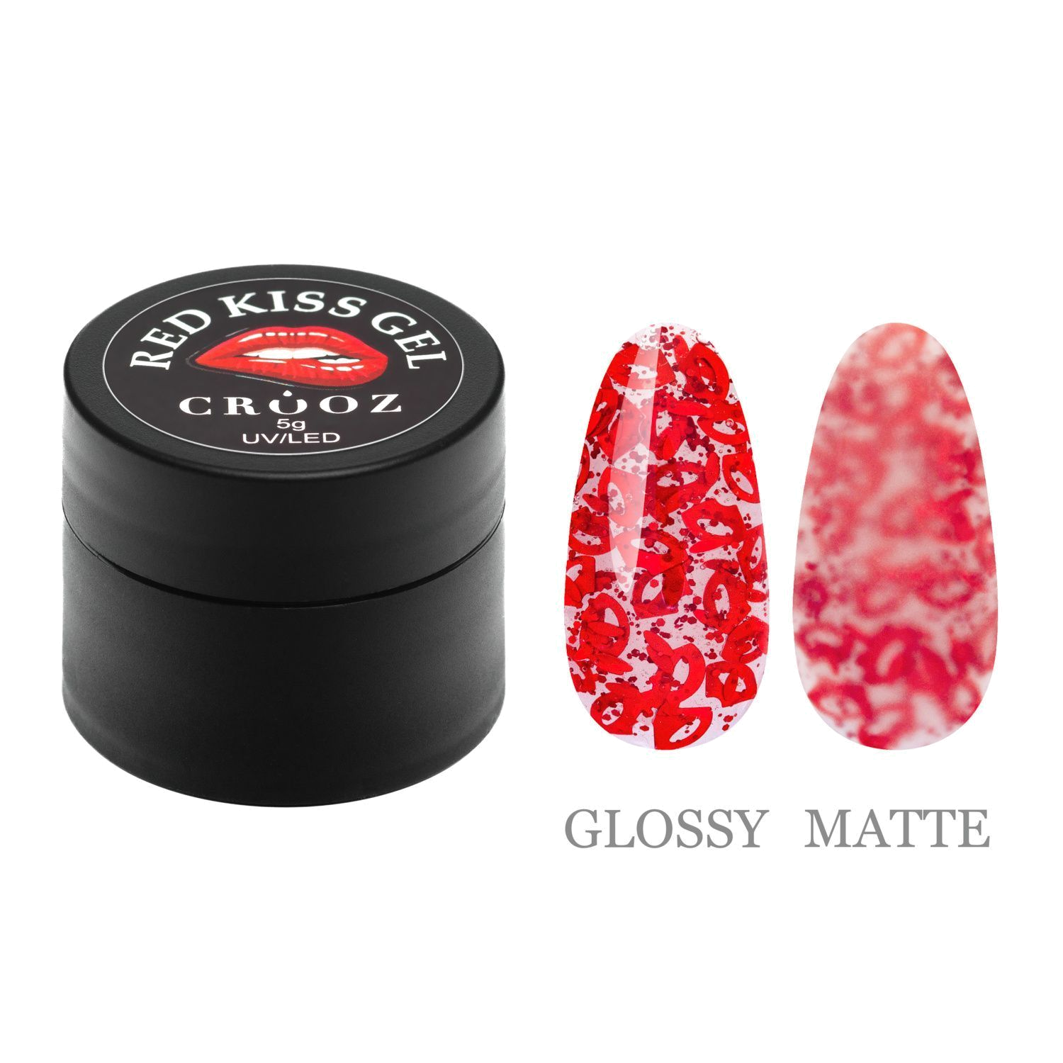 Crooz Kiss Gel Red – гель для дизайна с красными губами и блёстками