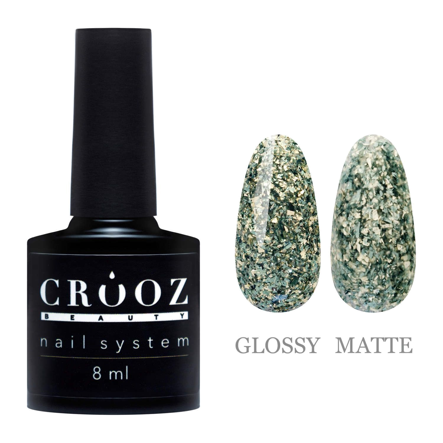 Crooz Blaze Gel 2 — серо-зелёный geellakk с фольгой, 8 мл