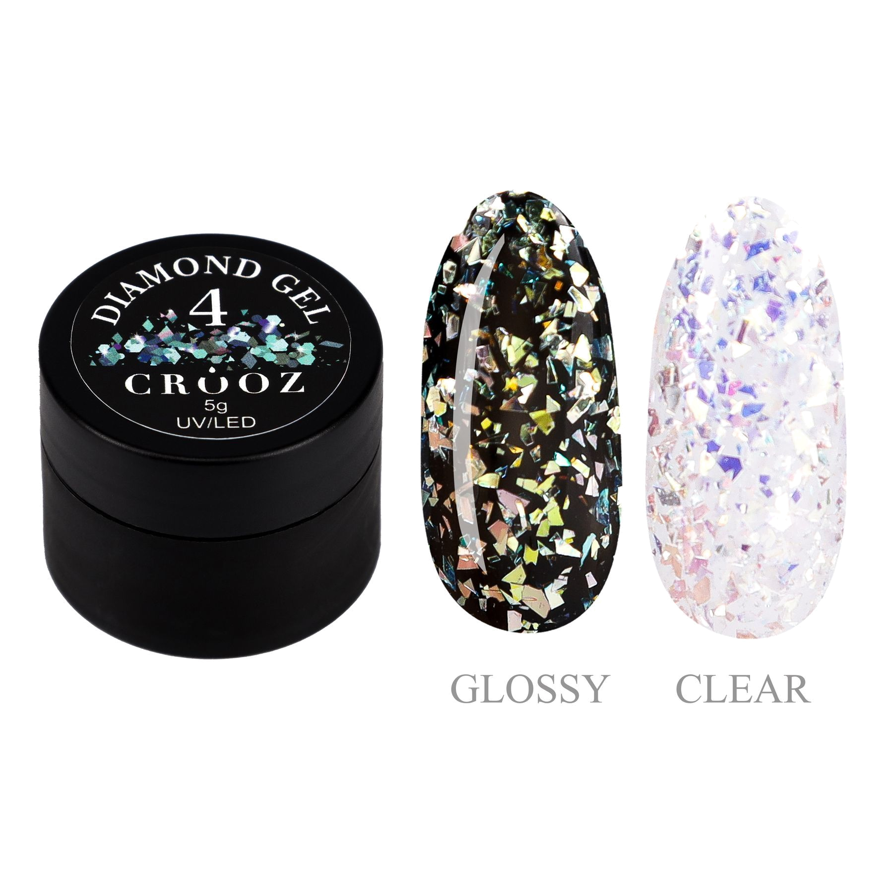 CROOZ Diamond Gel №4 — гель для дизайна с золотыми декоративными частицами