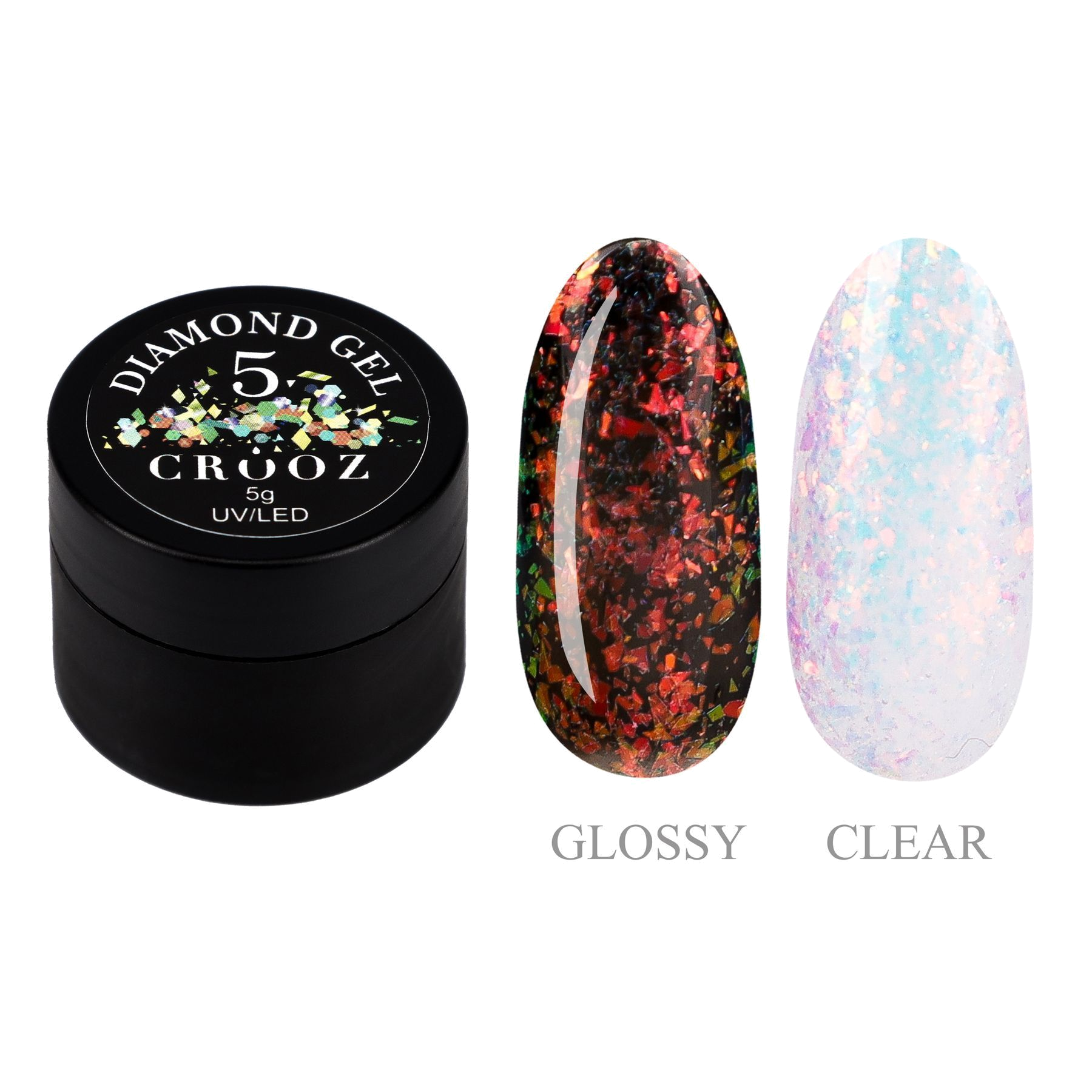 CROOZ Diamond Gel №5 — гель для дизайна с оранжевыми декоративными частицами