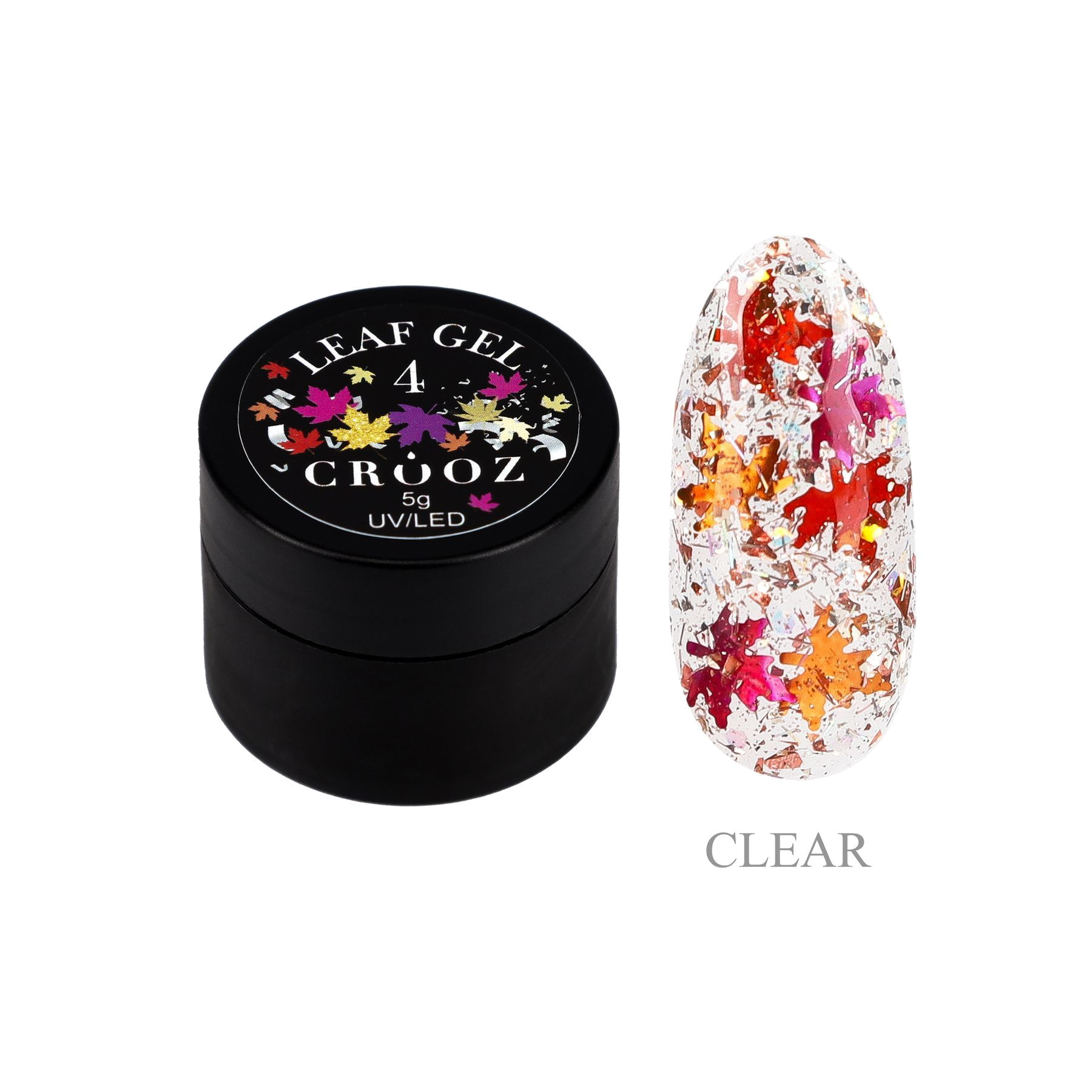 Crooz Leaf Gel 4 – дизайн-гель с красно-розовыми фольгированными листочками