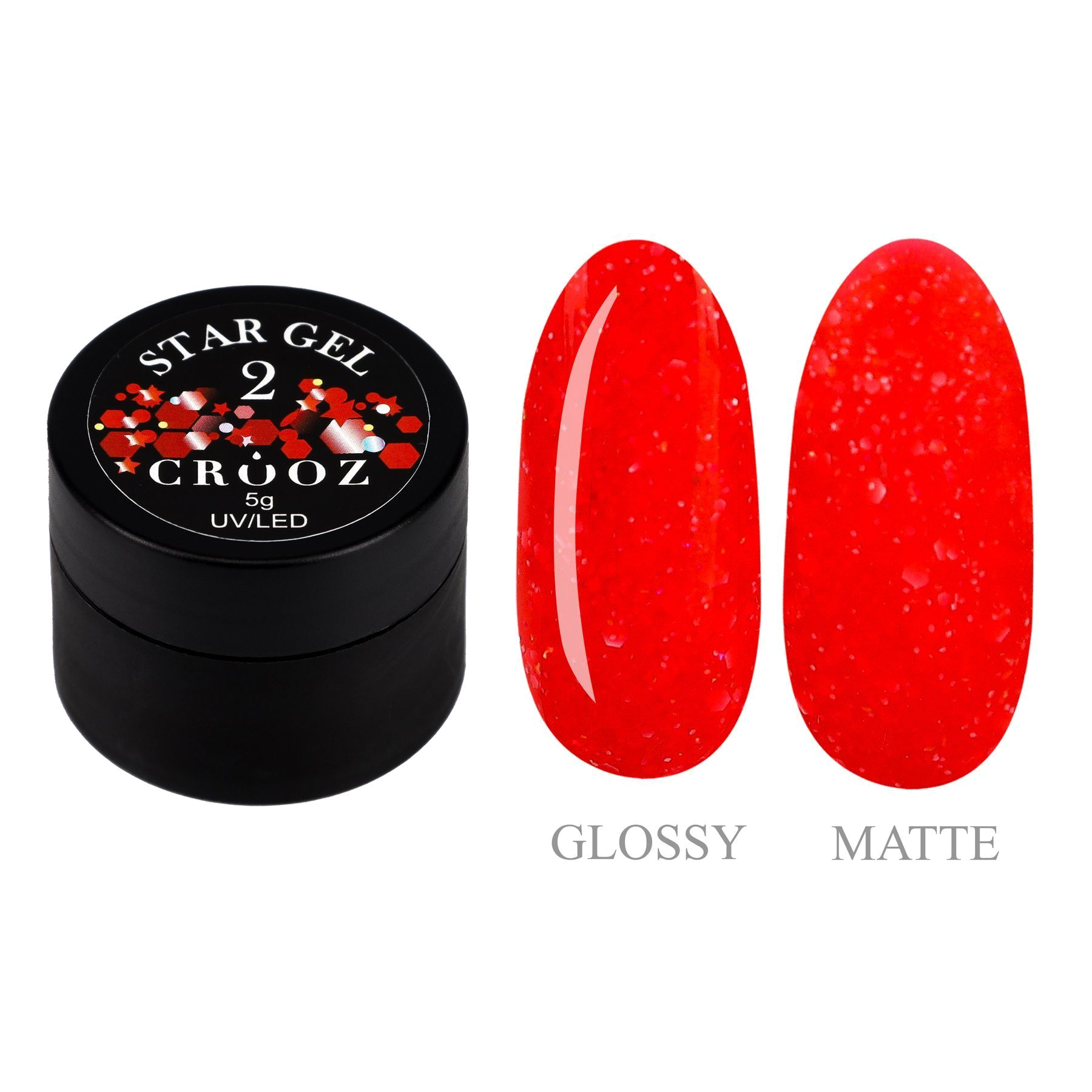 CROOZ Star Gel 2 — профессиональный декоративный гель с червоним конфетти