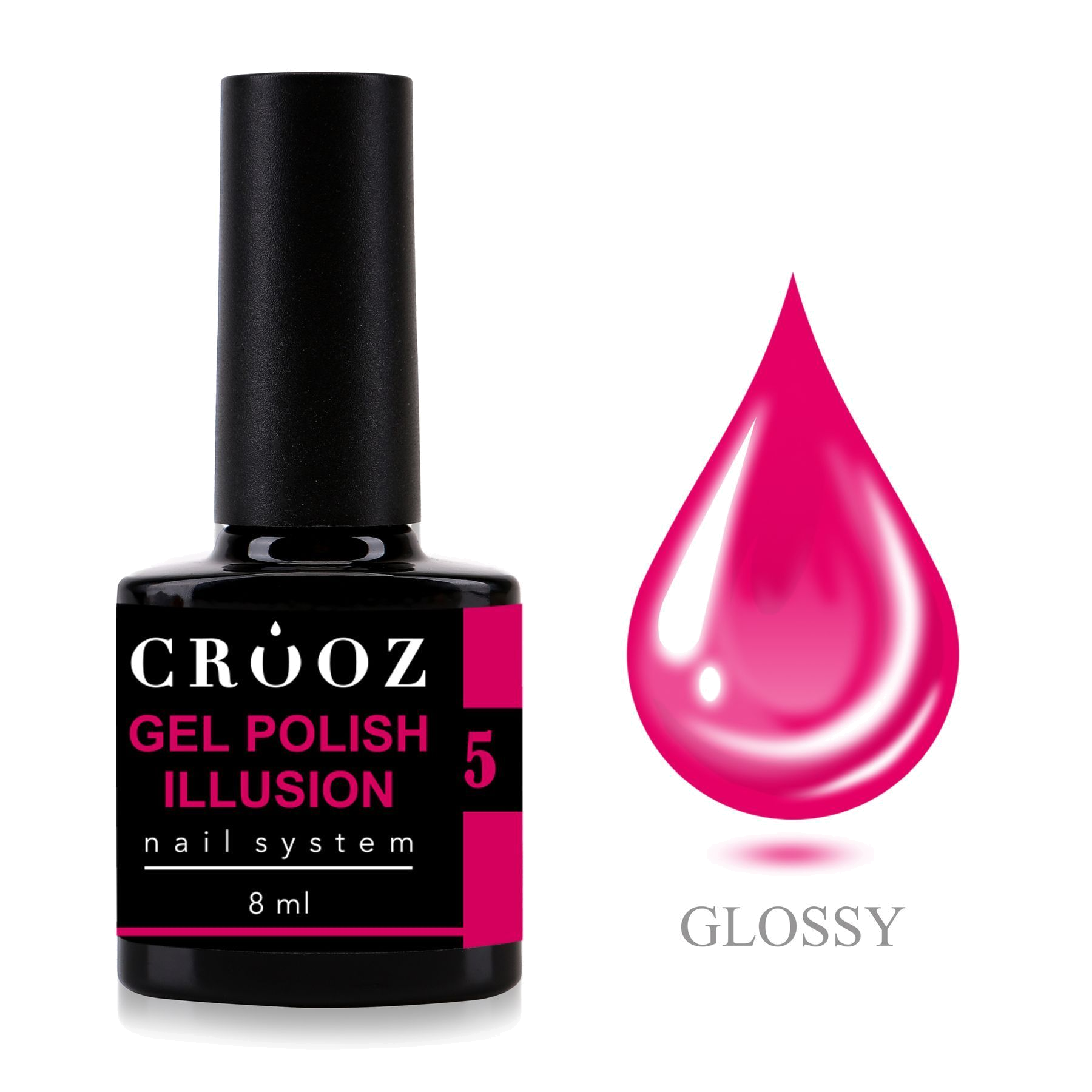 Crooz Illusion Gel Polish 5 – розовый витражный гель-лак с эффектом жидкого стекла