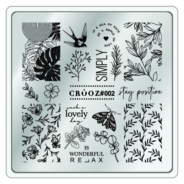 Crooz Пластина для стемпинга №02 — растительные мотивы, баланс и спокойствие