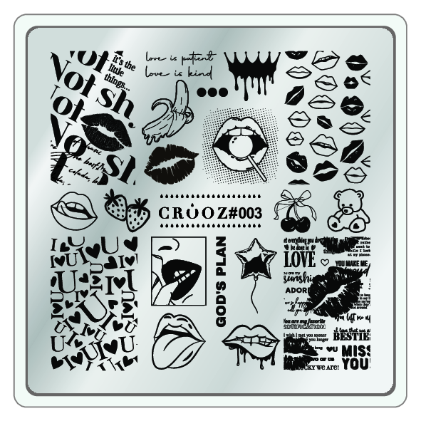 Crooz Пластина для стемпинга №03 — pop-art, поцелуи, яркий дизайн