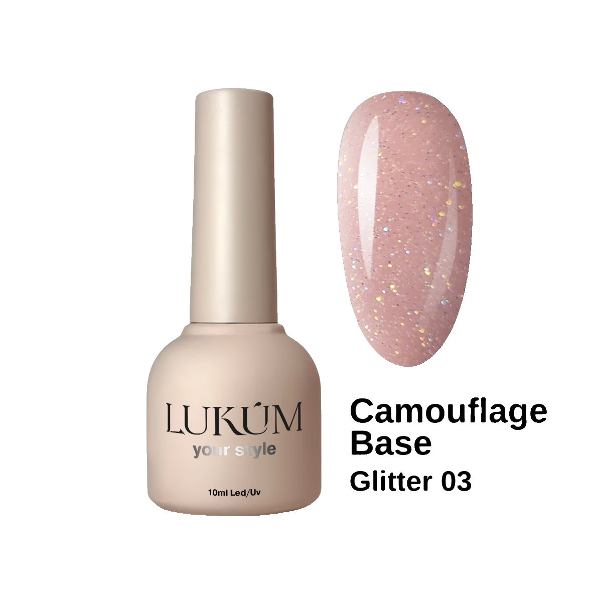 Lukum Glitter Cover Base 03, 30 ml