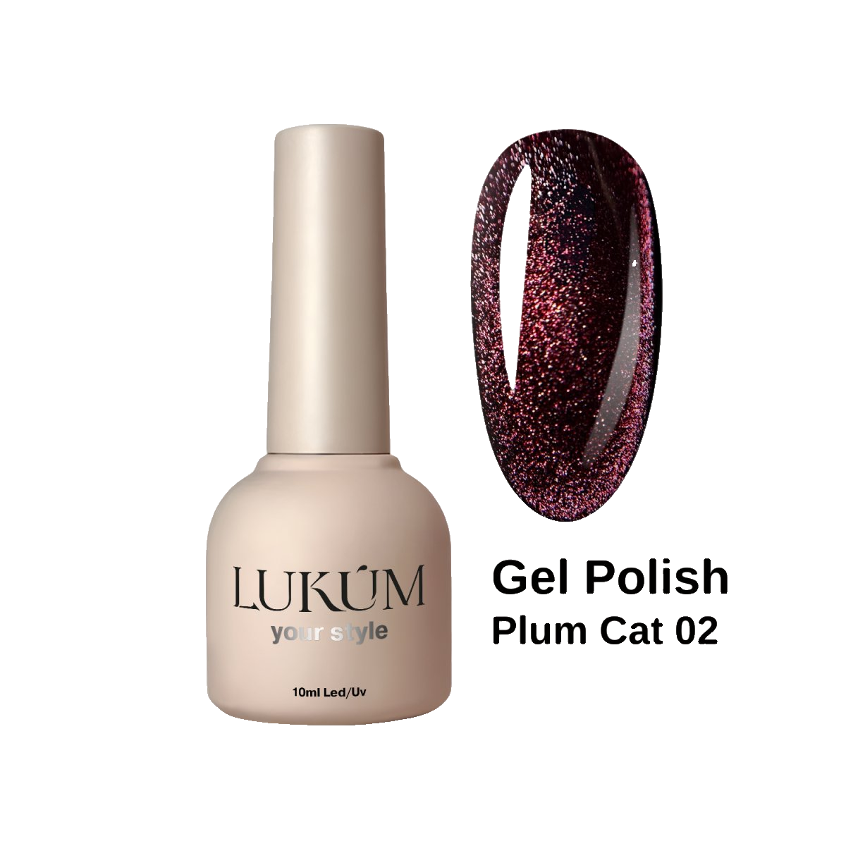 Lukum Plum Cat Eye Gel Polish 02, 10 ml