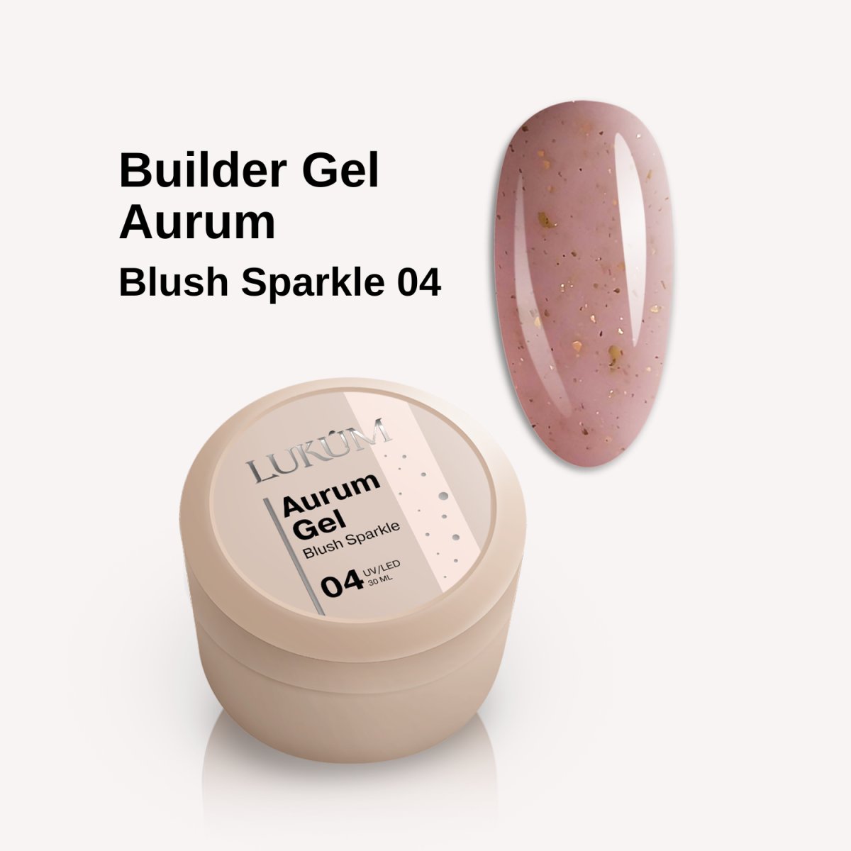 Lukum Aurum Builder Gel 04, 15 ml (Blush Sparkle)