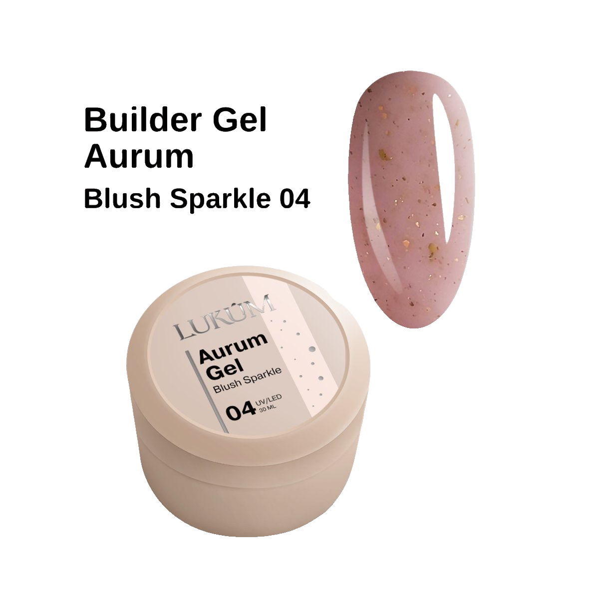 Lukum Aurum Builder Gel 04, 30 ml (Blush Sparkle)