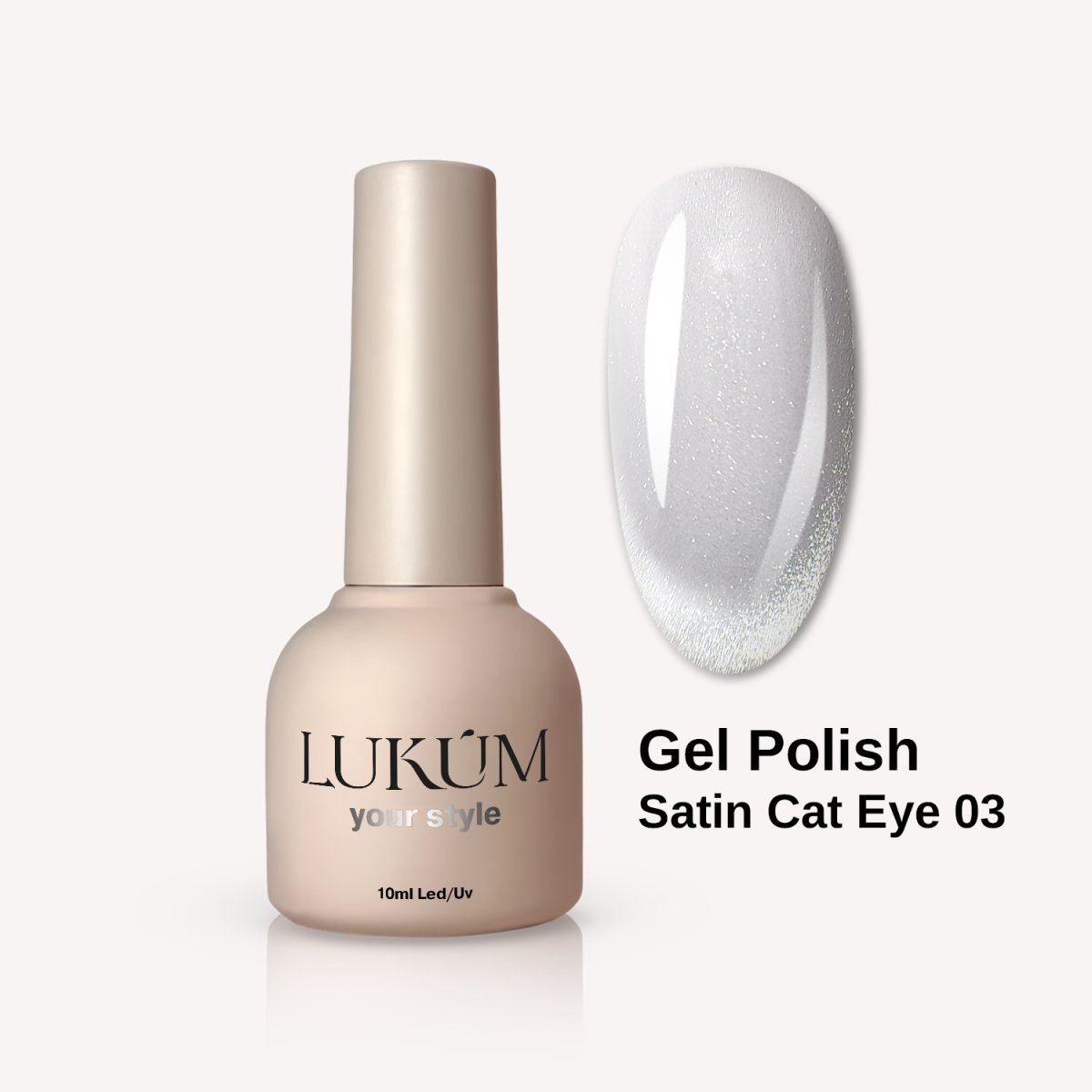 Lukum Satin Cat Eye Gel Polish 03 (White Cat), 10 ml