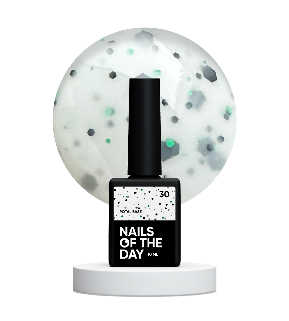 NAILSOFTHEDAY Potal base 30 — musta ja rohelise glitteriga piimapõhi, 10 ml