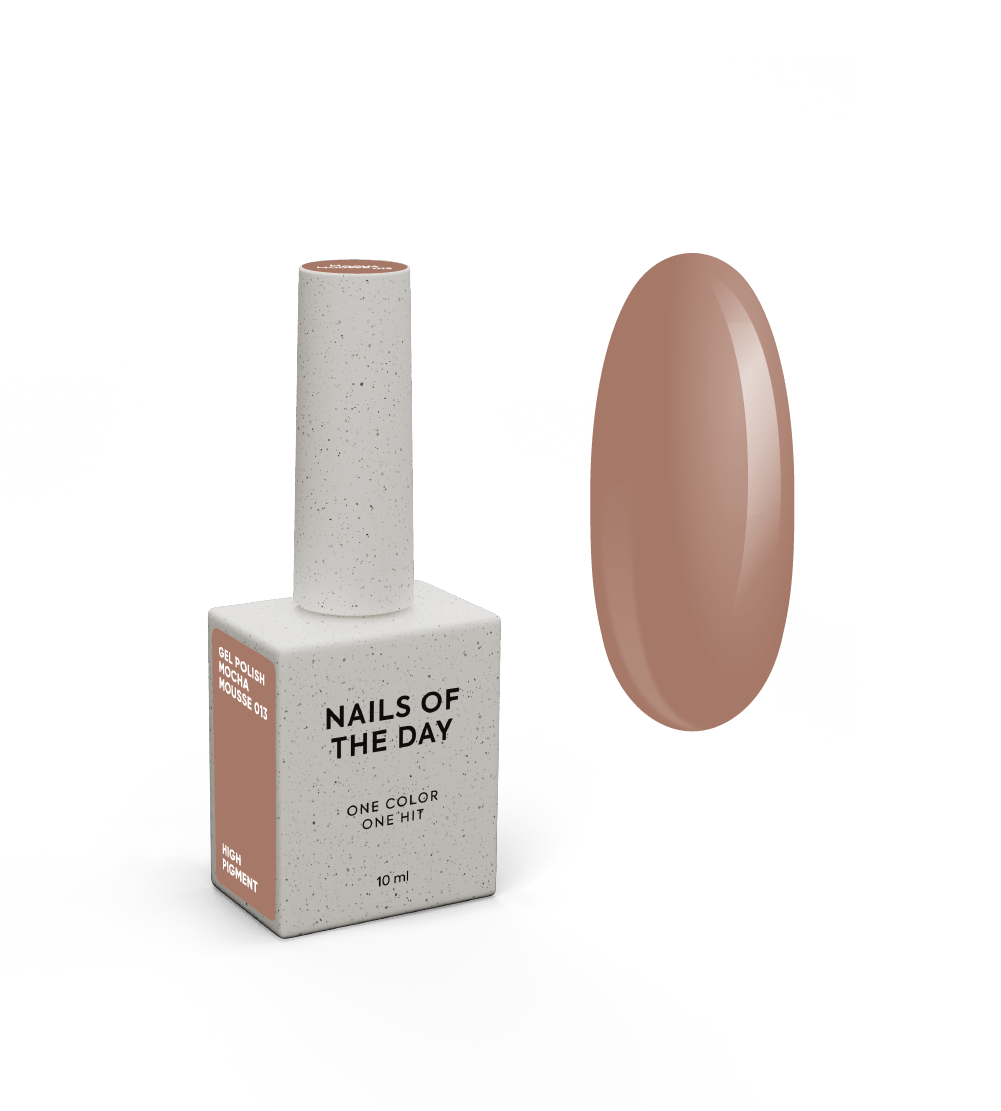 NAILSOFTHEDAY Geellakk Mocha Mousse — soe karamell-beež geellakk, mis kattub ühes kihis, 10 ml