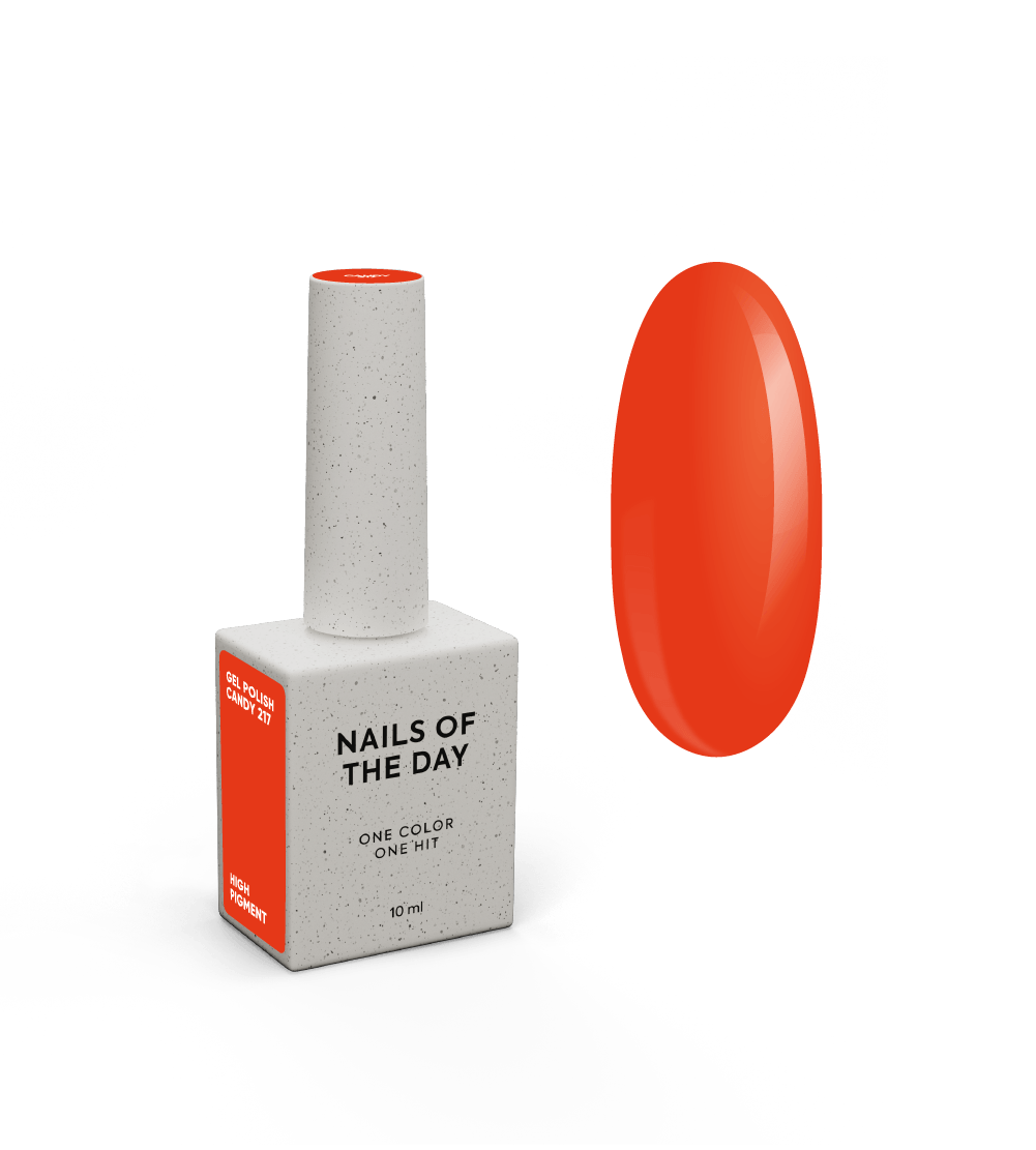 NAILSOFTHEDAY Gel Polish Candy — särav küllastunud korallgeellakk, mis kattub ühes kihis, 10 ml