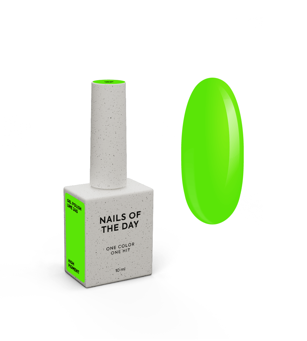NAILSOFTHEDAY Gel Polish Lime – spetsiaalne neoon-salati geellakk, mis kattub ühes kihis, 10 ml