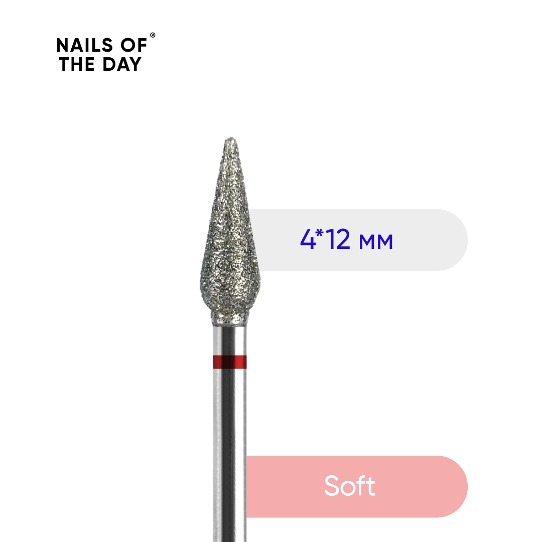 Nailsoftheday Porgandilõikur — kaubamärgiga lõikur teemantporgandipunane, 4*12 mm.