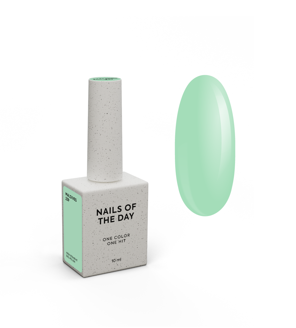 NAILSOFTHEDAY Geellakk Maldives — soe piparmündiroheline ühe kihi kattev geellakk, 10 ml