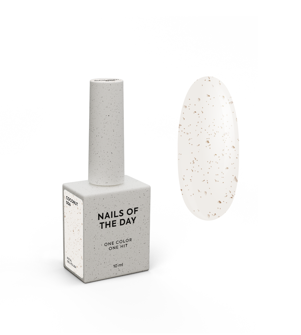 NAILSOFTHEDAY Geellakk Coconut — piimjas valge kuldse alatooniga üht kihti kattev geellakk, 10 ml