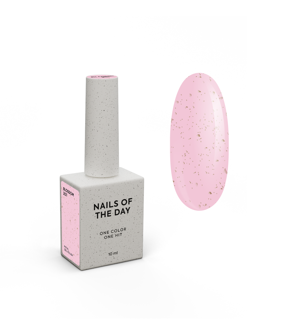 NAILSOFTHEDAY Gel Polish Blossom — pehme roosa ühe kihi katva kuldse särava geellakiga, 10 ml