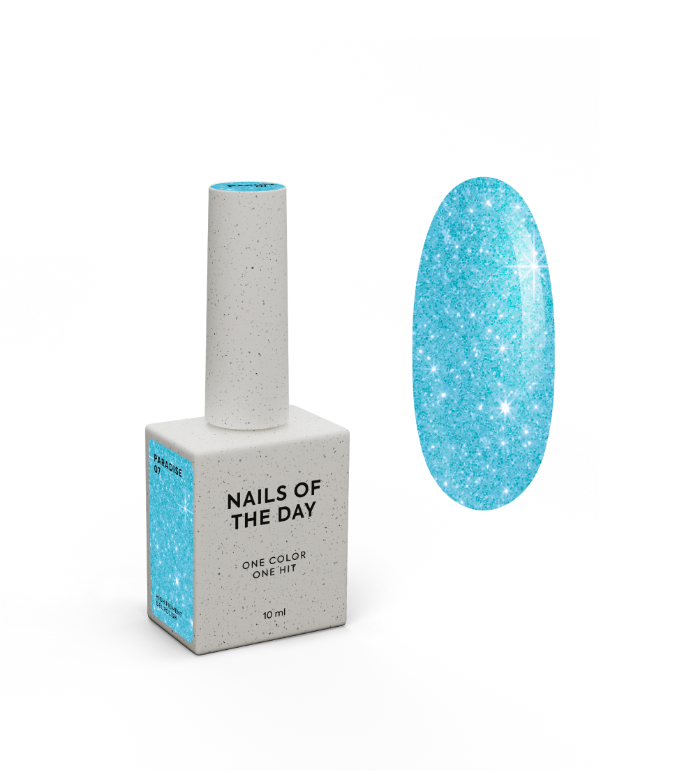 NAILSOFTHEDAY Gel Polish Paradise 07 — türkiissinine neoon geel-küünelakk, mis katab ühe kihi, 10 ml