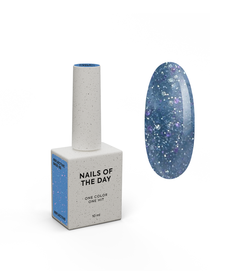 NAILSOFTHEDAY Reflective base 05 — helkiv alus  holograafilise sädelusega (rikas-helesinine), 10 ml