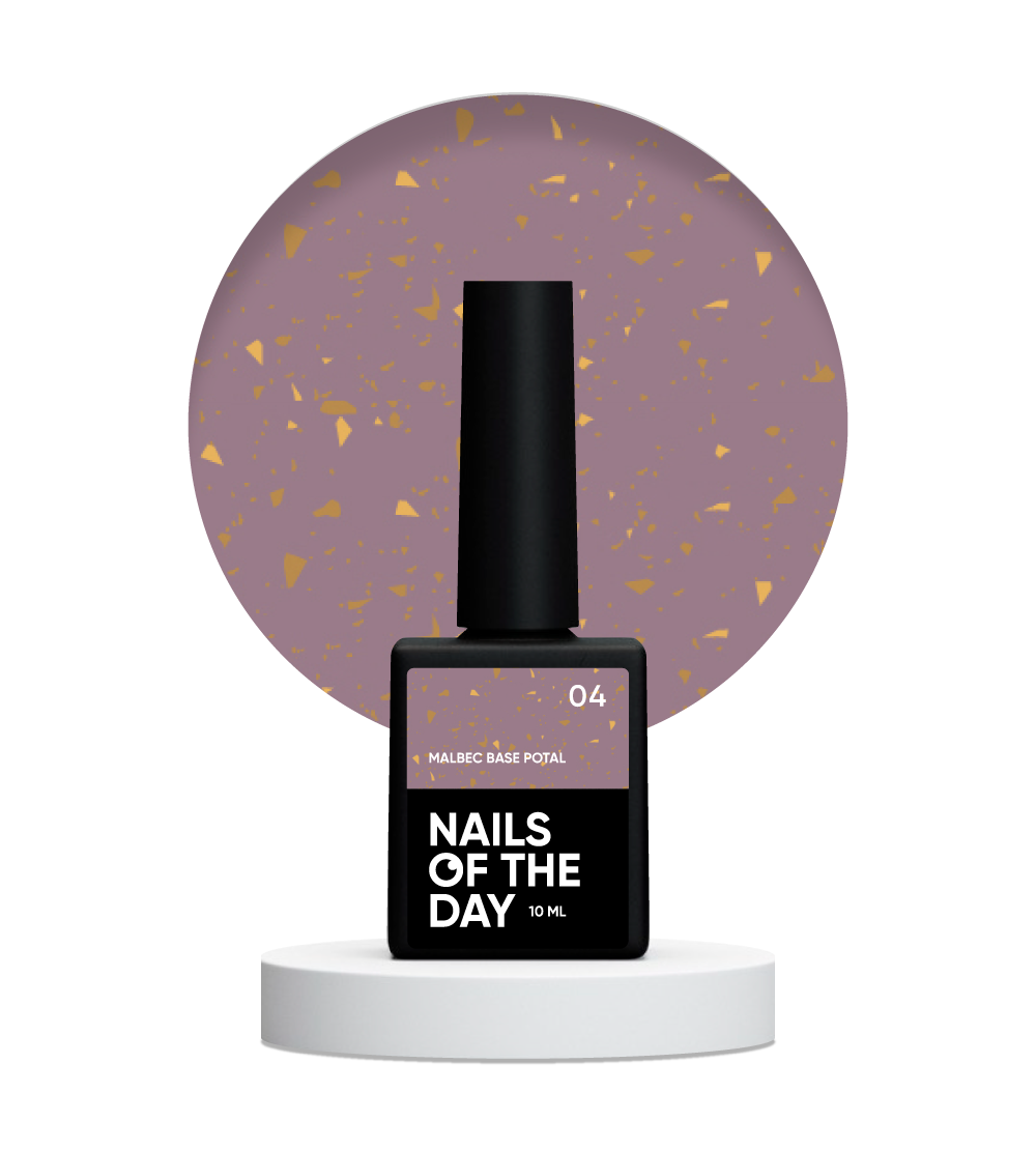 NAILSOFTHEDAY Malbec base potal 04 – fantastiline vitraažipõhi kuldse potaliga, 10 ml