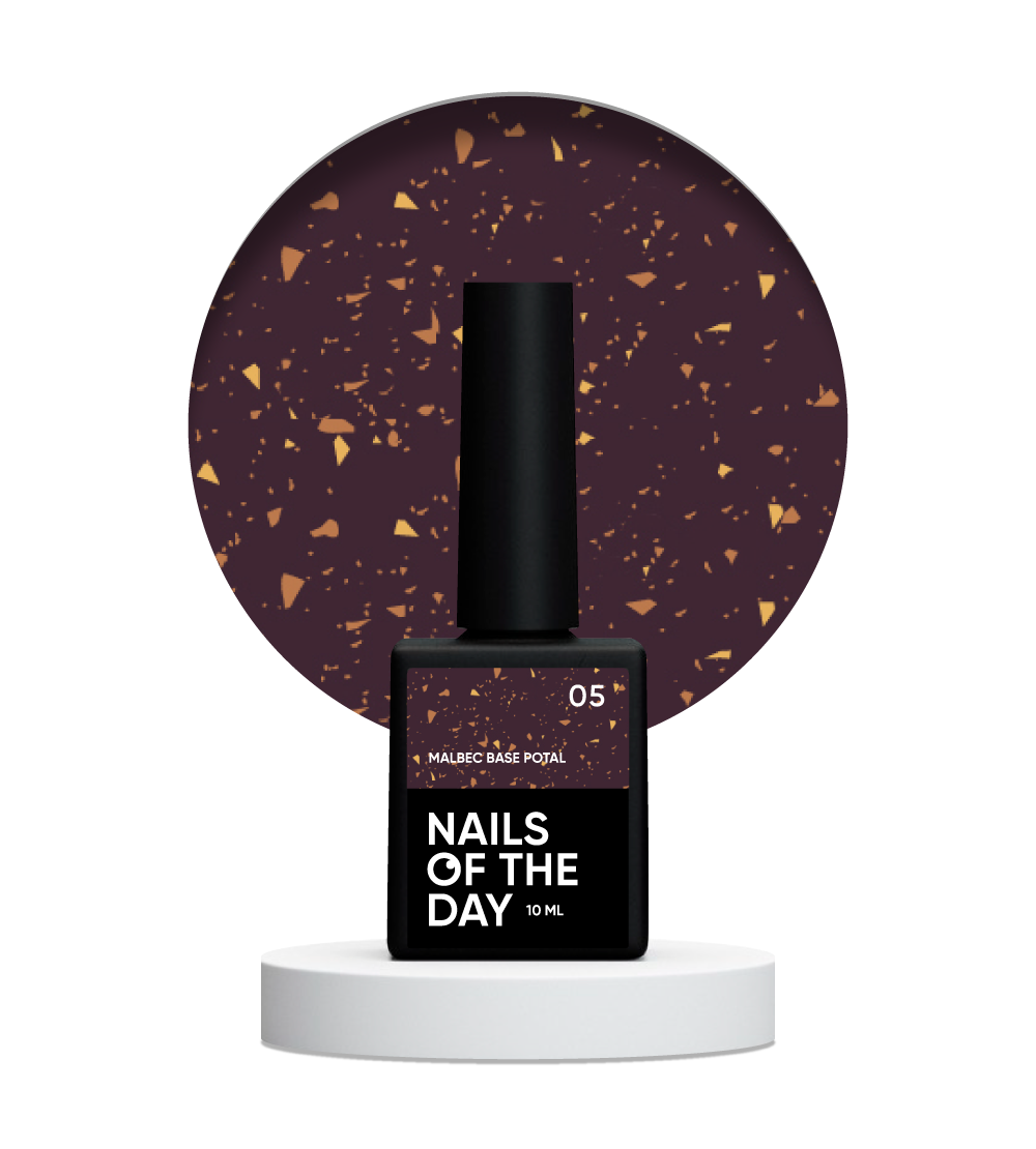 NAILSOFTHEDAY Malbec base potal 05 – fantastiline vitraažipõhi kuldse potaliga, 10 ml