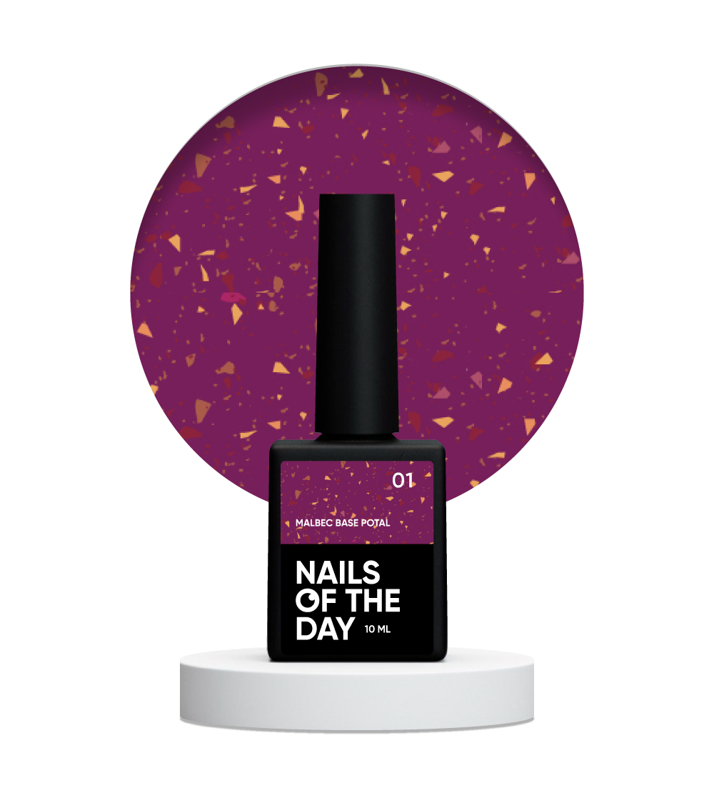 NAILSOFTHEDAY Malbec base potal 01 – fantastiline vitraažipõhi kuldse potaliga, 10 ml