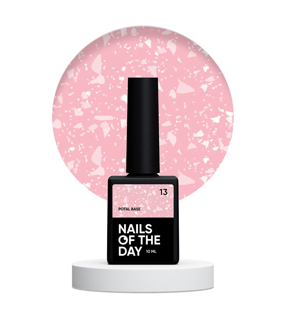 NAILSOFTHEDAY Potal base 13 – heleroosa alus valge stiilse potaliga, 10 ml