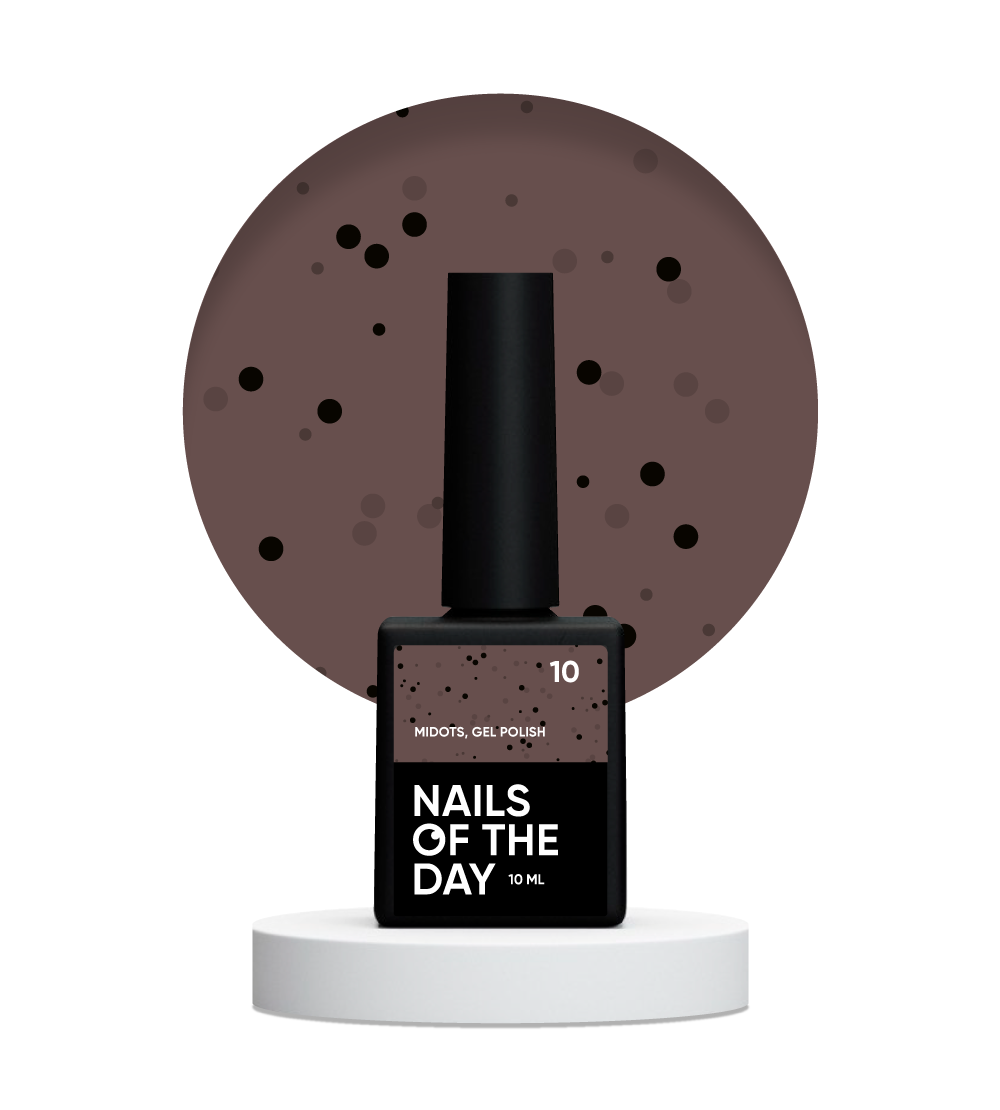 NAILSOFTHEDAY MiDots geellakk 10 — helepruun mustade täppidega geellakk küüntele, 10 ml