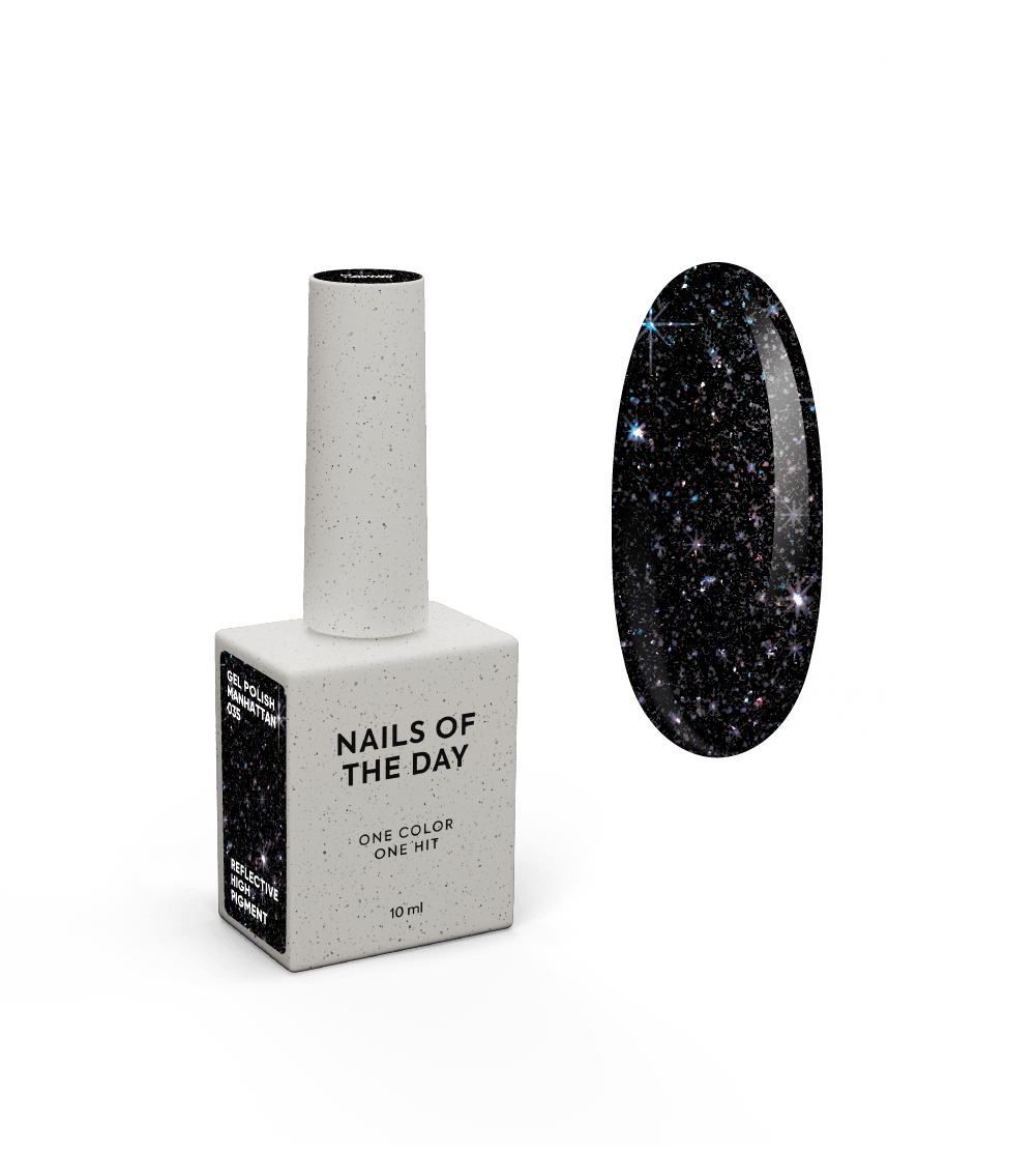 NAILSOFTHEDAY Geellakk Manhattan — must sooja pruuni alatooniga holograafilise säraga peegeldava geellakiga, 10 ml