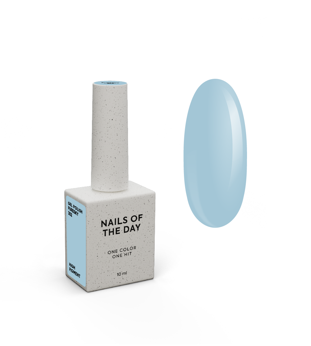 NAILSOFTHEDAY Geellakk Puresky 302 — ühes kihis kattuv pastellsinine geellakk, 10 ml