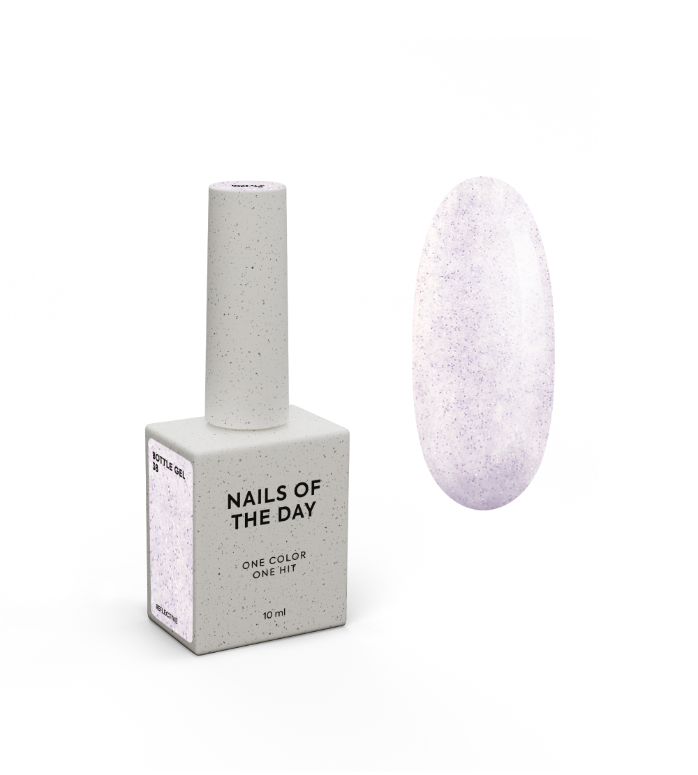 NAILSOFTHEDAY Bottle geel 38 – piimjas-roosa valgustpeegeldav ülitugev geel küünte tugevdamiseks, 10 ml