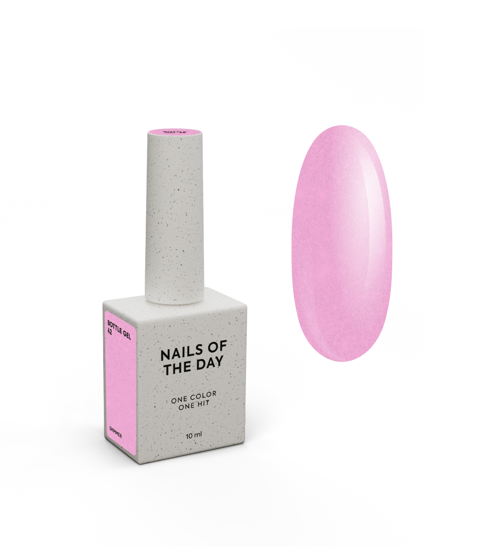 NAILSOFTHEDAY Bottle gel 42 – roosa shimmeriga eriti tugev küünte tugevdamise geel, 10 ml