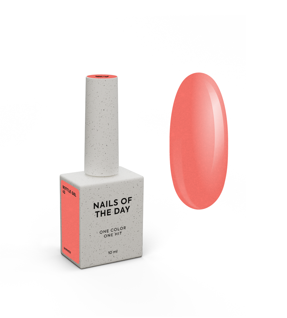 NAILSOFTHEDAY Bottle gel 43 – punane shimmeriga eriti tugev küünte tugevdamise geel, 10 ml