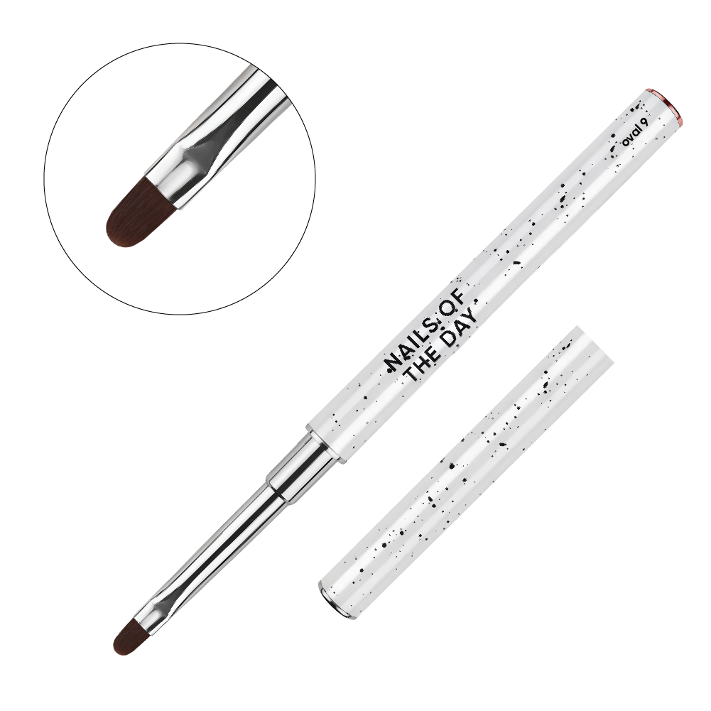 NAILSOFTHEDAY Professional Brush Oval — professionaalne metallist korgiga maniküüripintsel geeli pealekandmiseks, lame ovaalne 9 mm