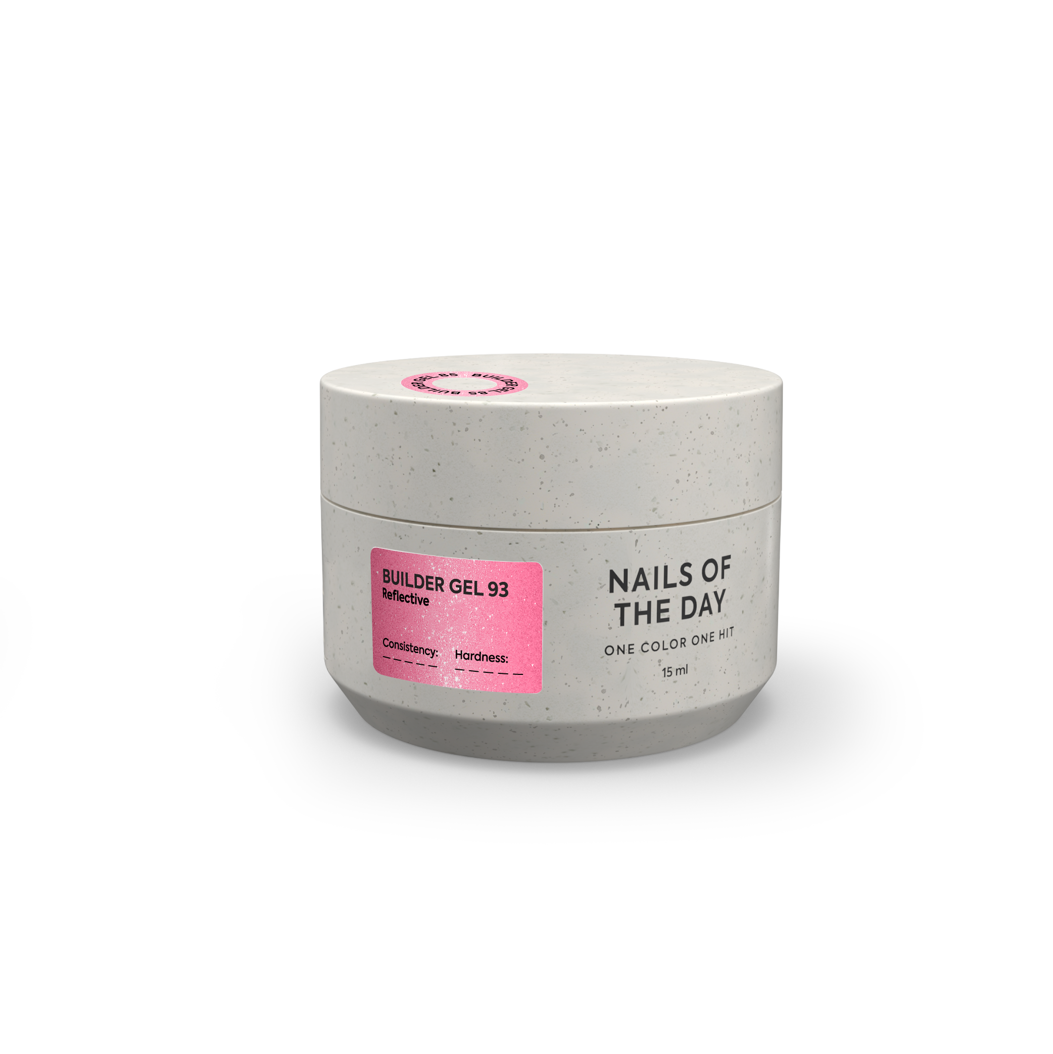 NAILSOFTHEDAY Rakennusgeeli 93 — hellästi vaaleanpunainen heijastava rakennusgeeli kynsienpidennykseen, 15 ml